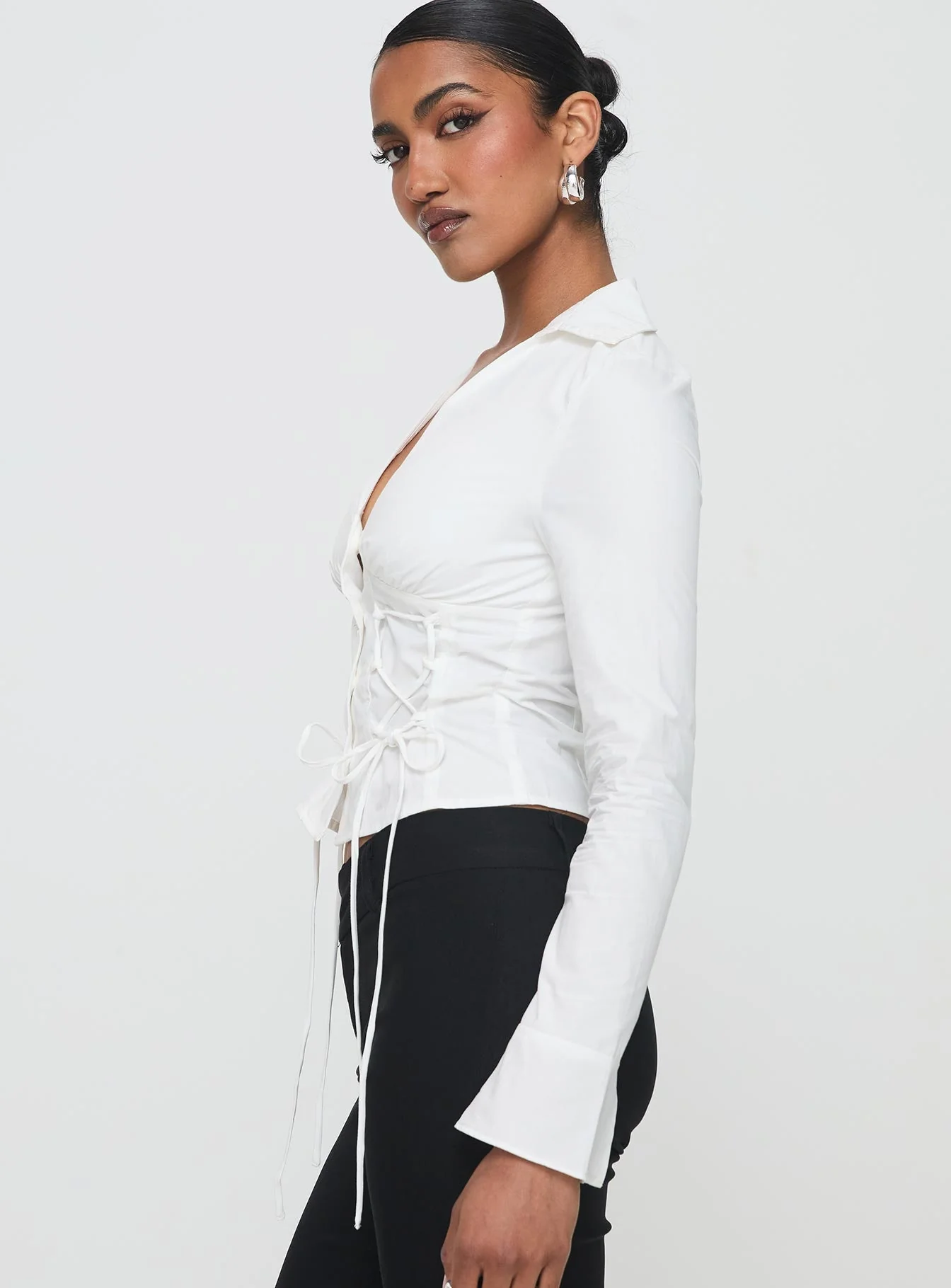 Tied To You Long Sleeve Top White - Image 4