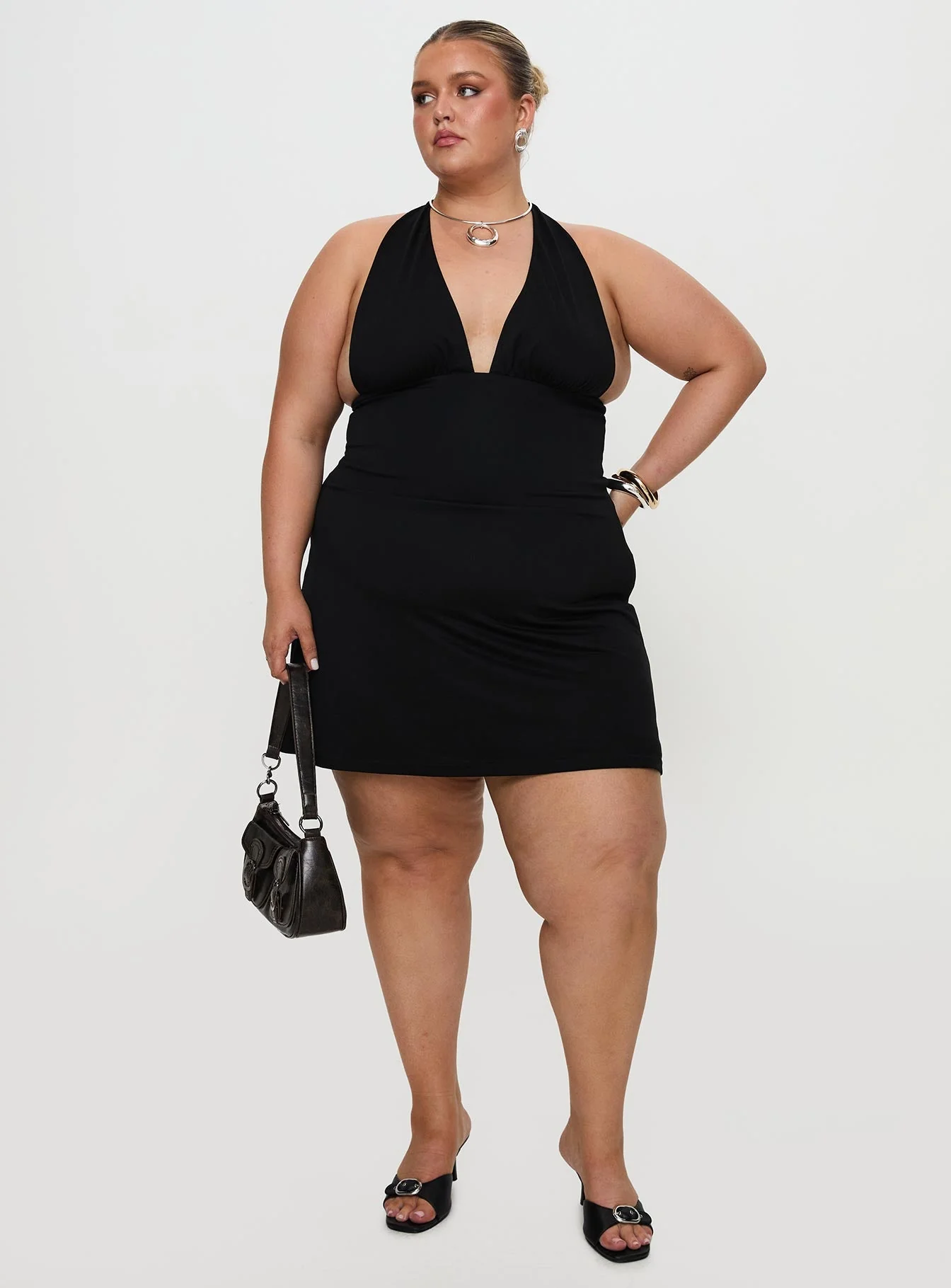 Tinisie Halter Mini Dress Black Curve - Image 3