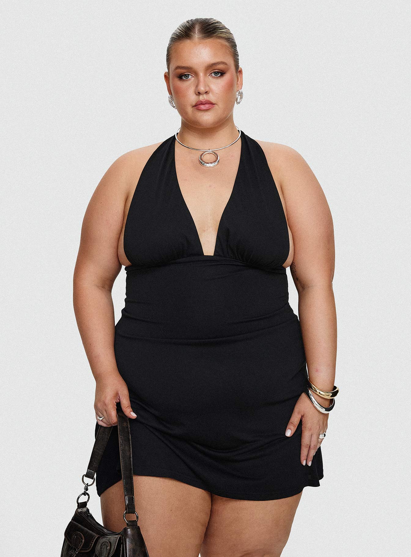 Tinisie Halter Mini Dress Black Curve - Image 8