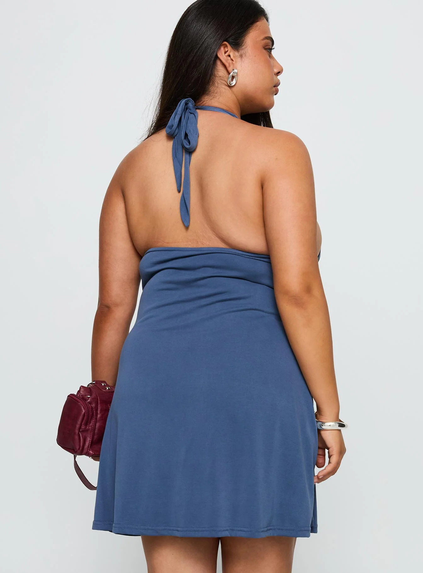 Tinisie Halter Mini Dress Slate Blue Curve - Image 5