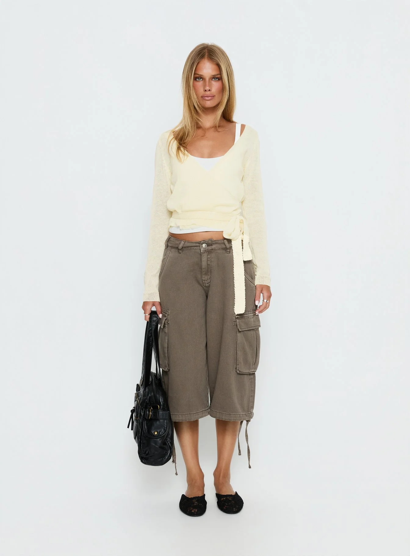 Tonee Sheer Wrap Knit Cardigan Butter Cream - Image 8