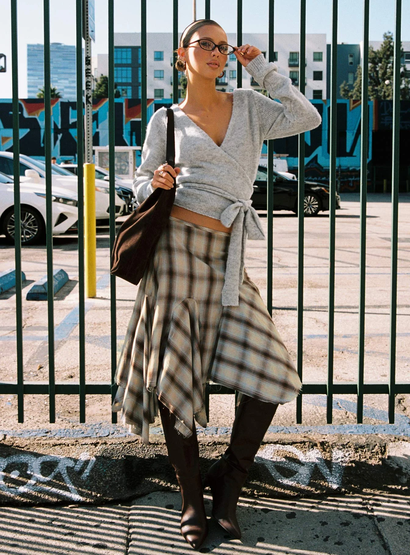 Tonee Wrap Knit Cardigan Grey - Image 9