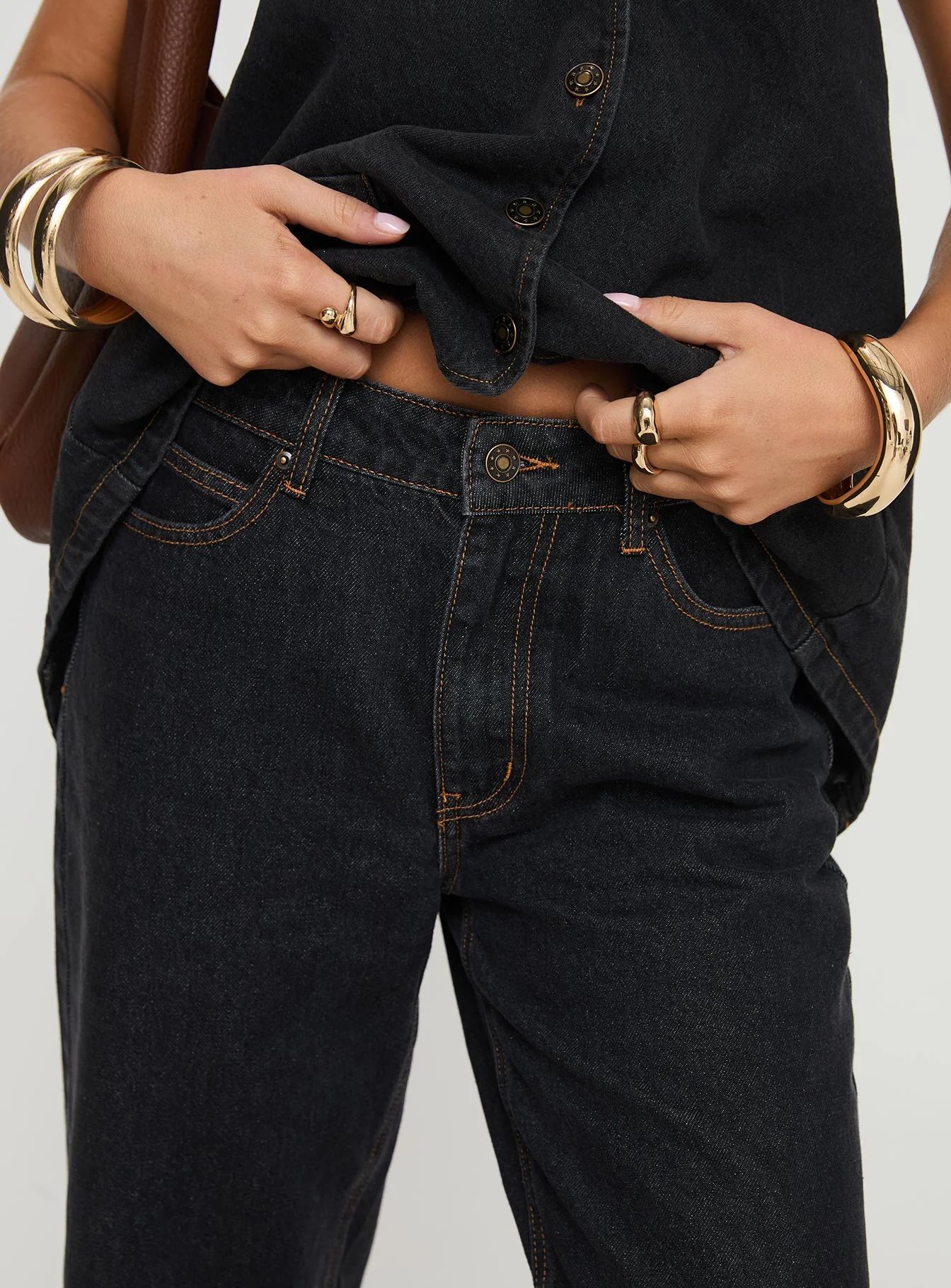 Top Model Low Rise Straight Leg Jeans Charcoal - Image 6