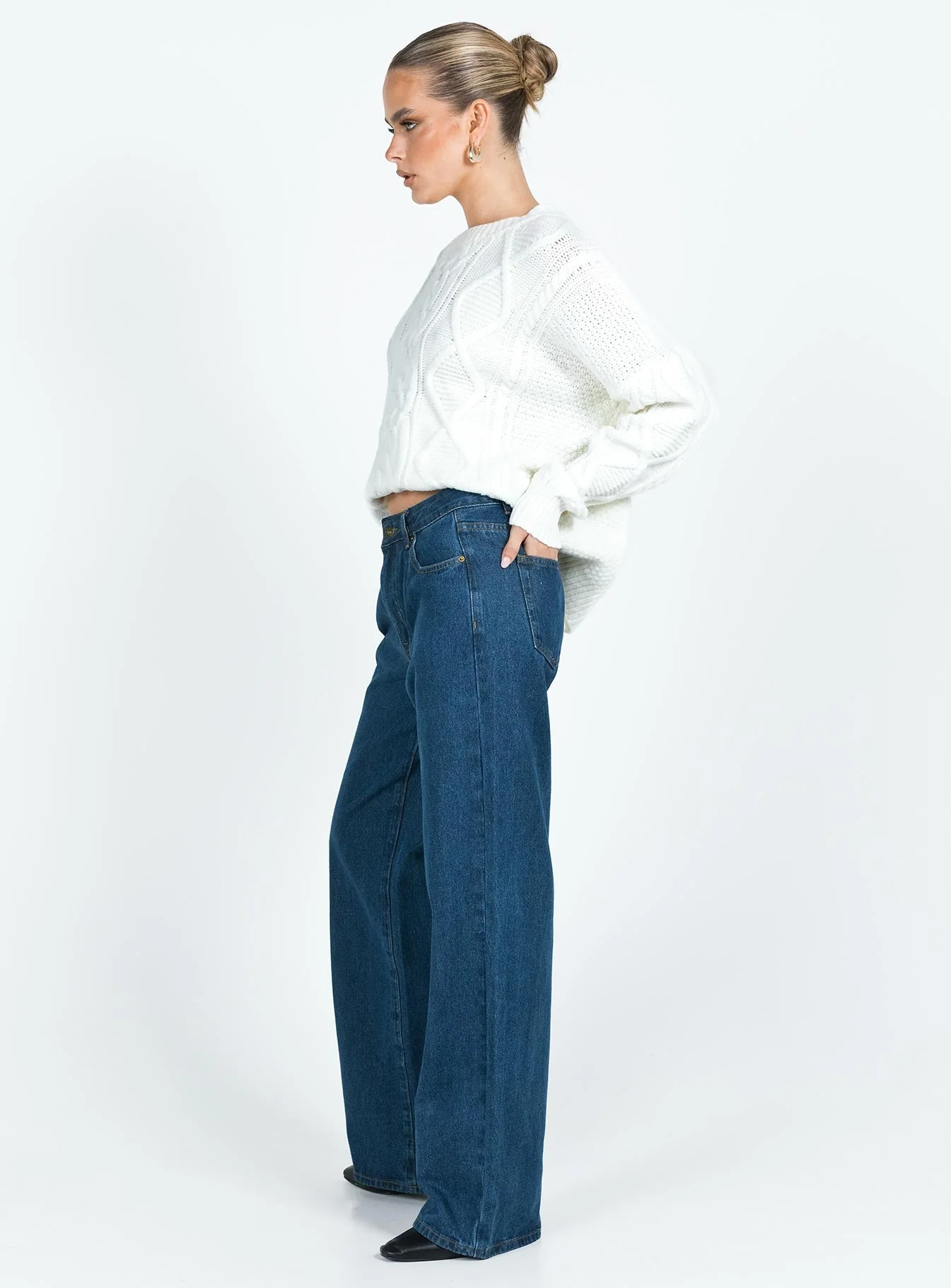 Top Model Low Rise Straight Leg Jeans Dark Denim - Image 3