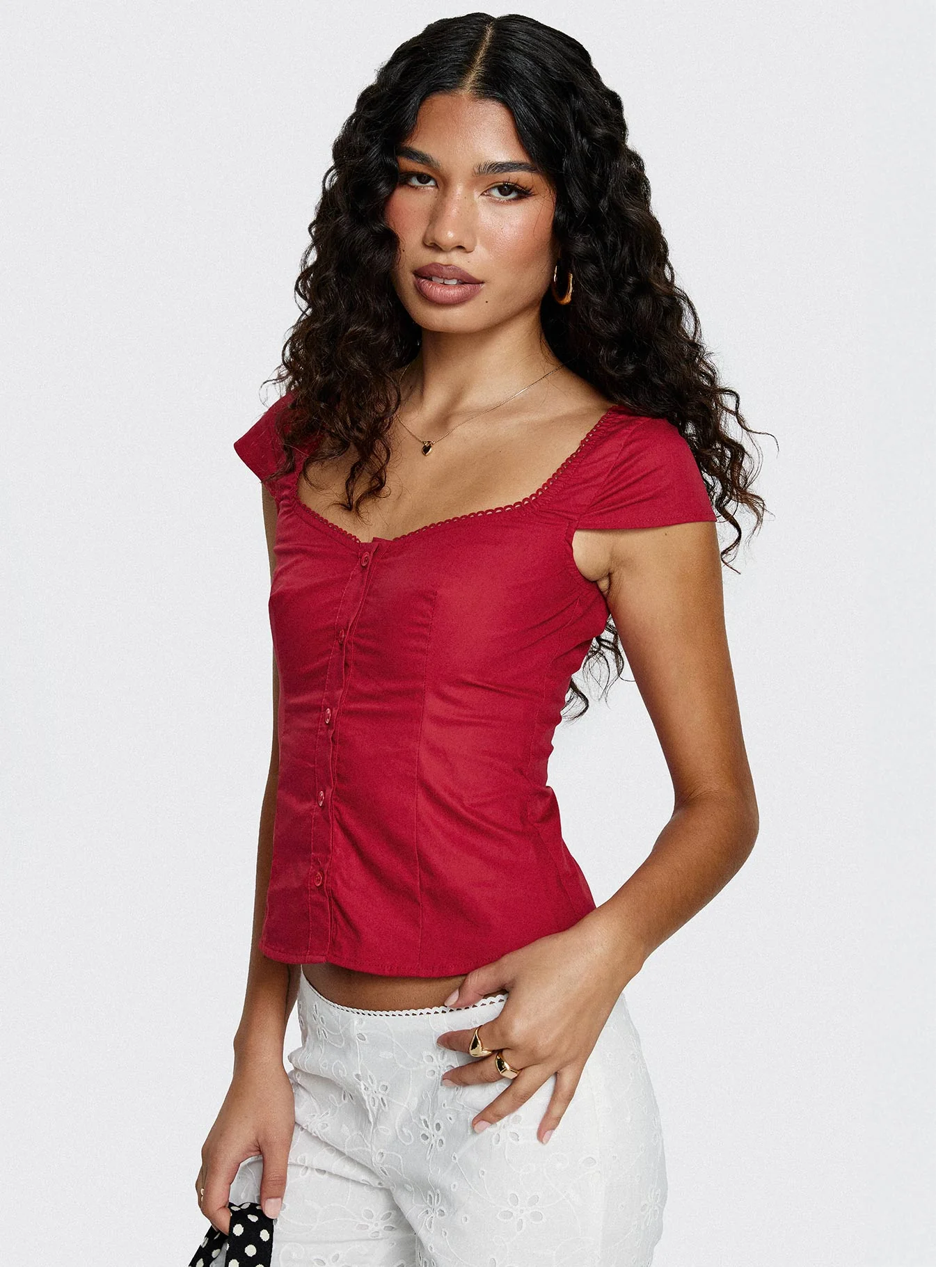 Transcendence Button Up Top Red - Image 8