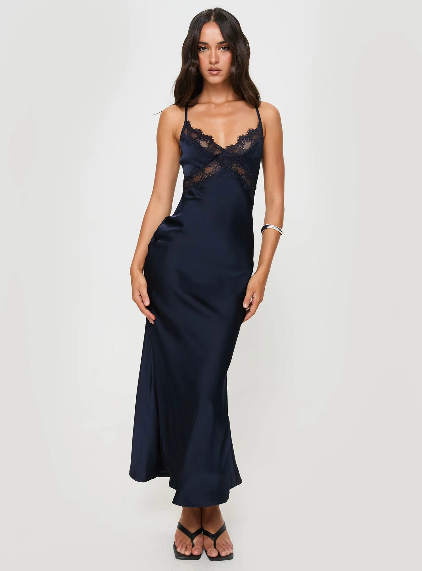 Treasure Bias Cut Maxi Dress Navy - Image 2
