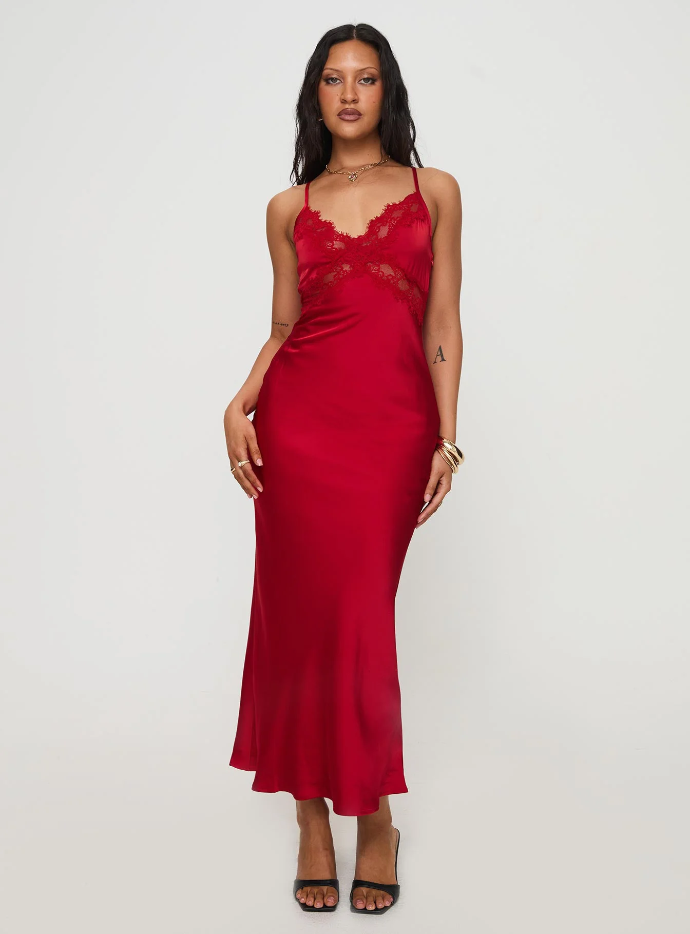 Treasure Bias Cut Maxi Dress Red - Image 2