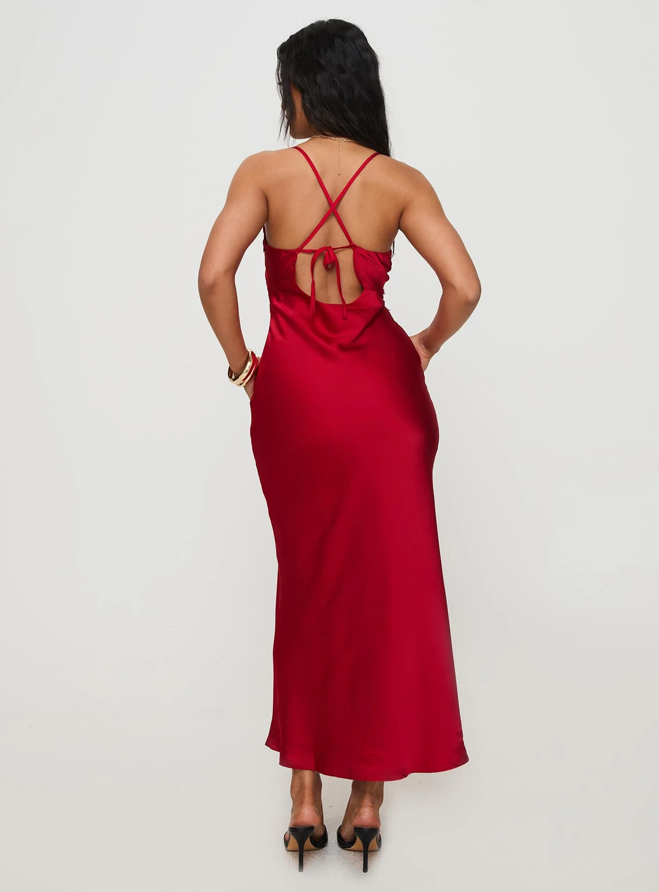 Treasure Bias Cut Maxi Dress Red - Image 4