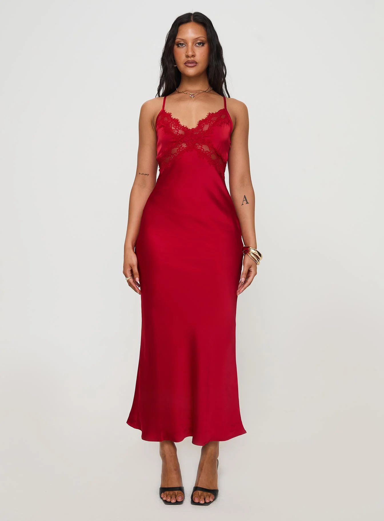 Treasure Bias Cut Maxi Dress Red - Image 6