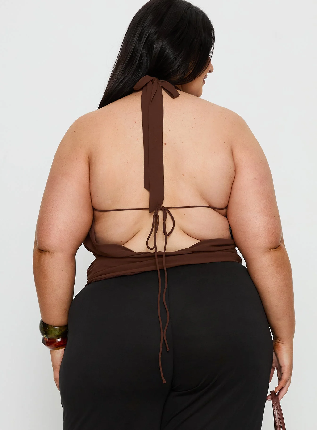 Treat You Better Plunge Hardware Detail Top Chocolate Curve - Image 5