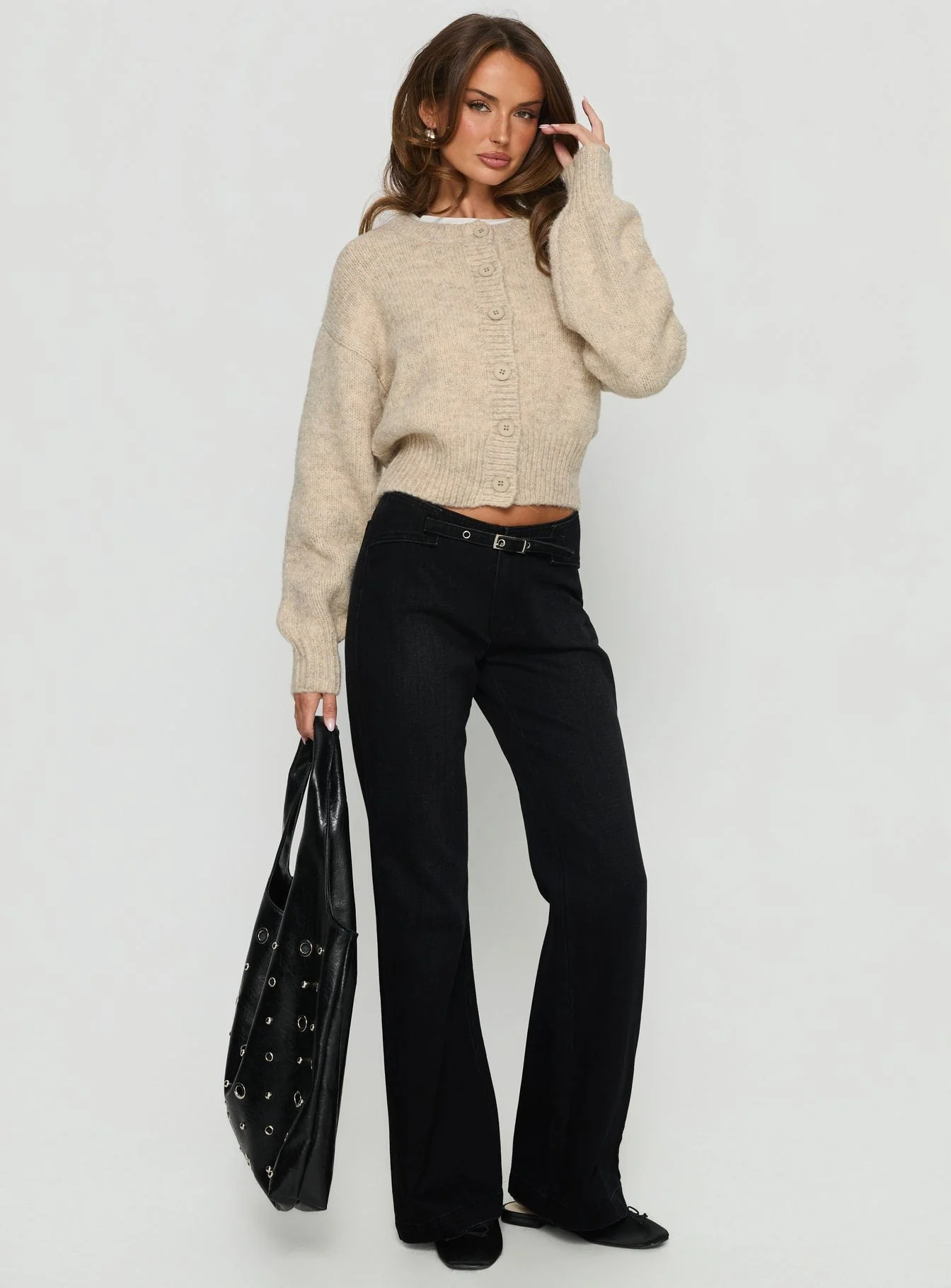 Trevonn Button Up Knit Cardigan Beige - Image 3