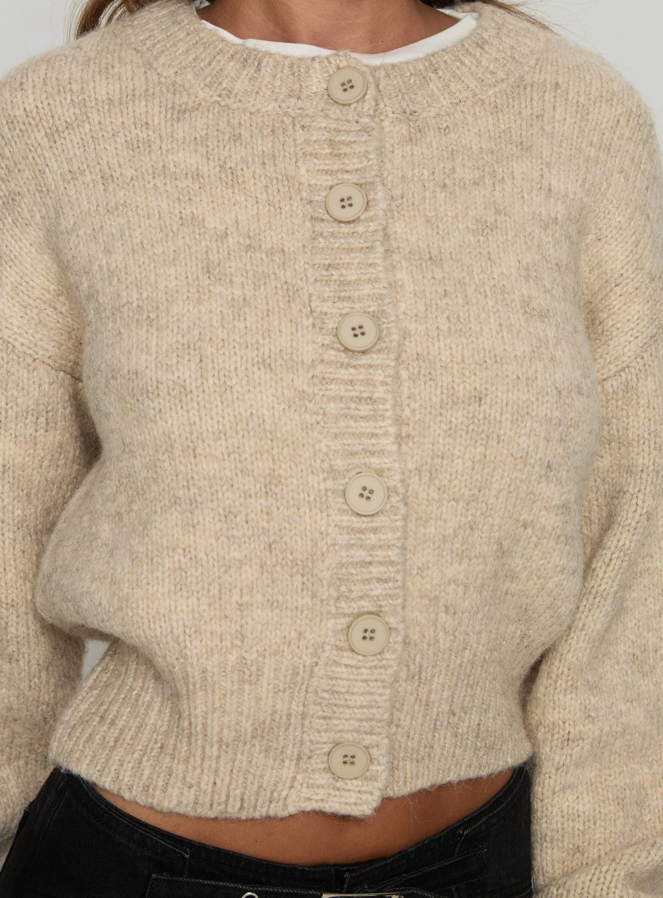 Trevonn Button Up Knit Cardigan Beige - Image 6