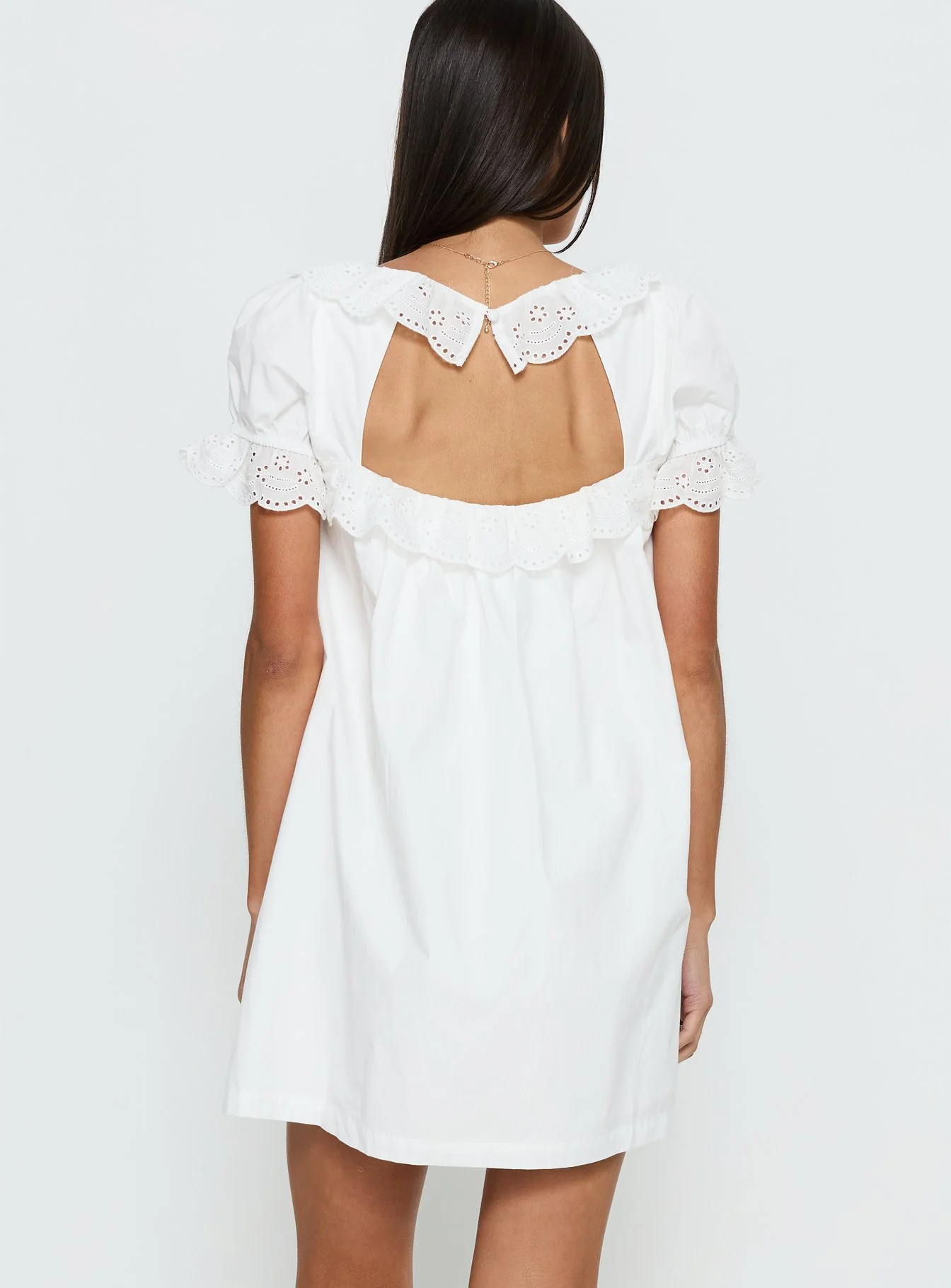 Trinka Frill Collared Mini Dress White - Image 5
