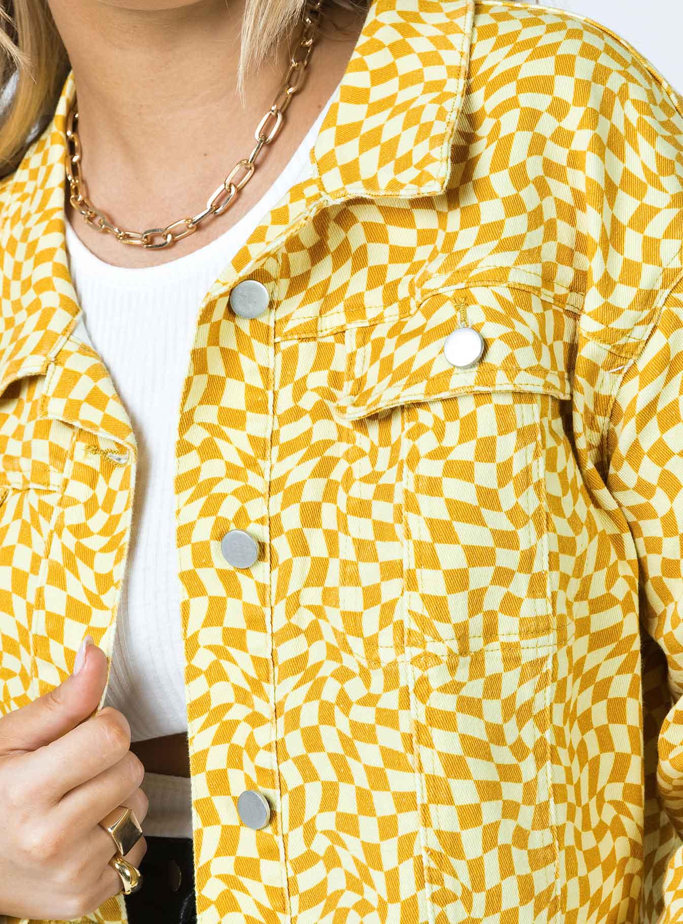 Trippy Waves Cropped Jacket Yellow - Image 6