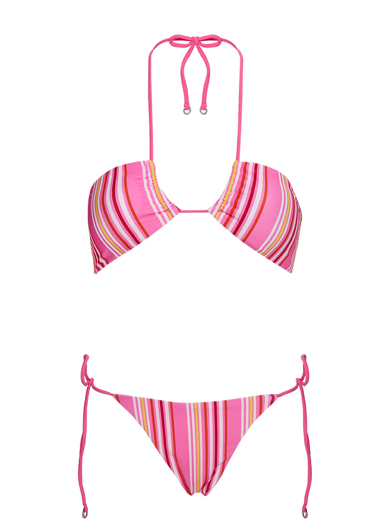 Tropical Vibes Bandeau Bikini Top Pink Stripe - Image 6