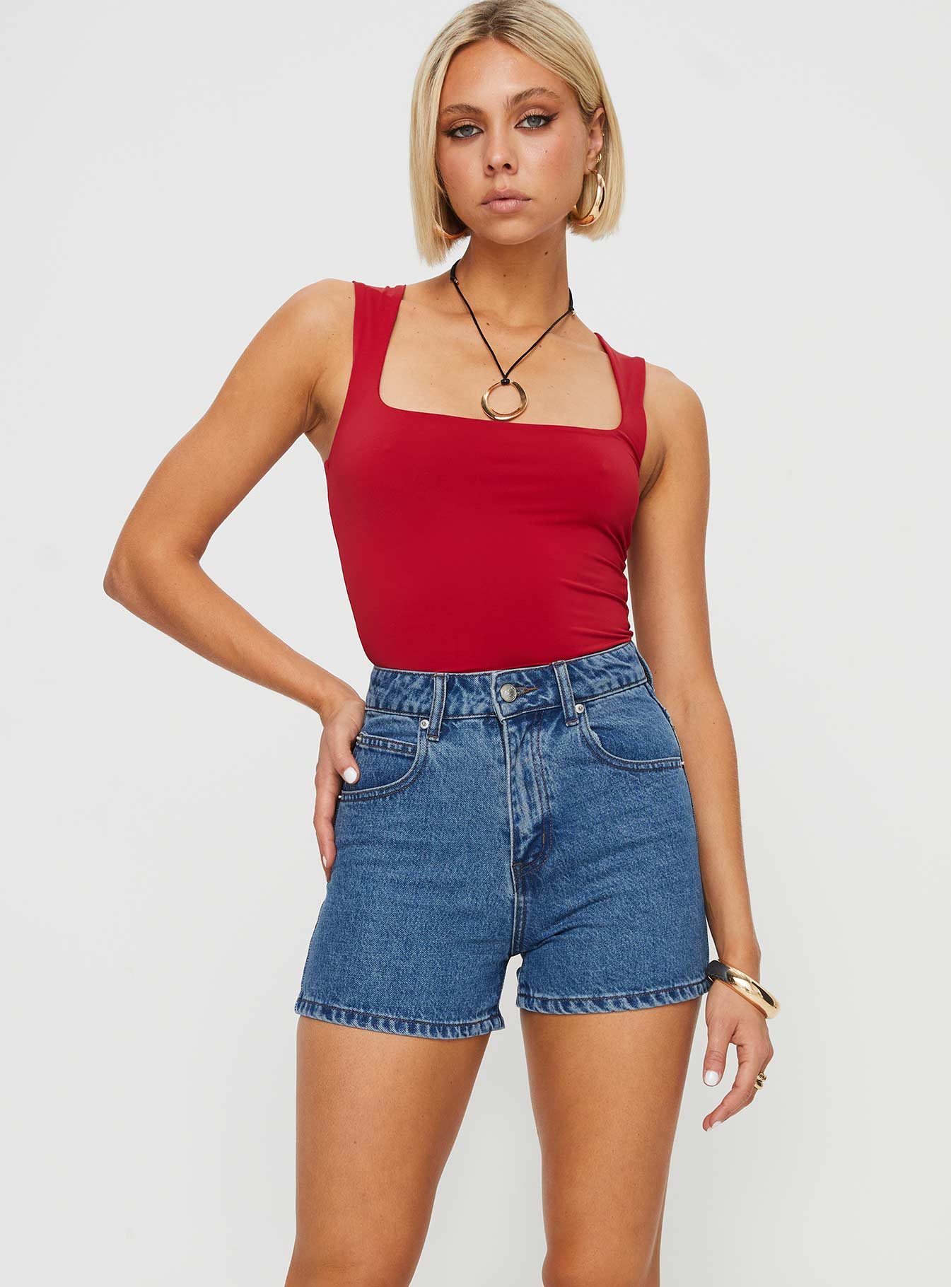 Tropicana Denim Shorts Mid Wash - Image 2