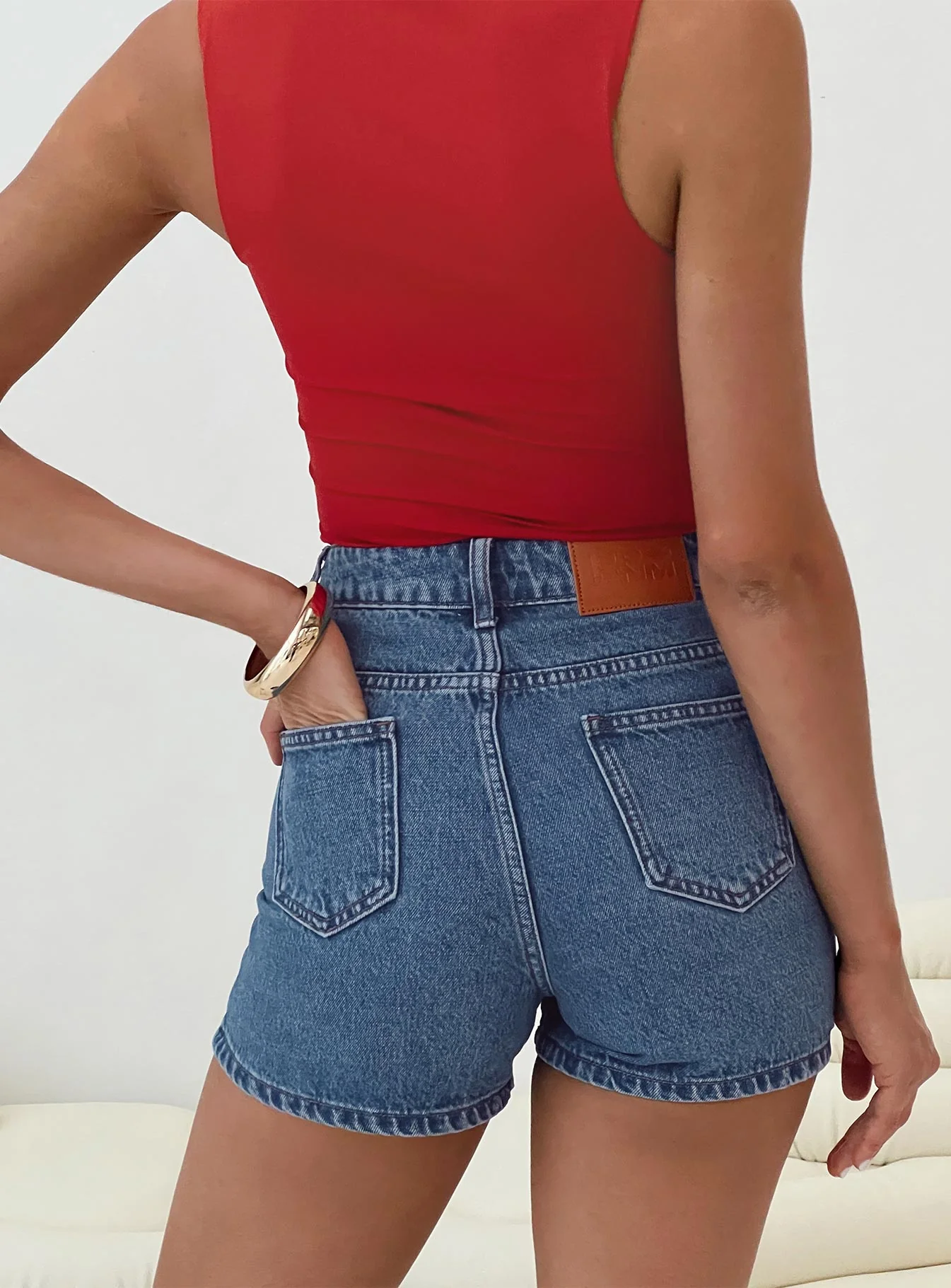Tropicana Denim Shorts Mid Wash - Image 6
