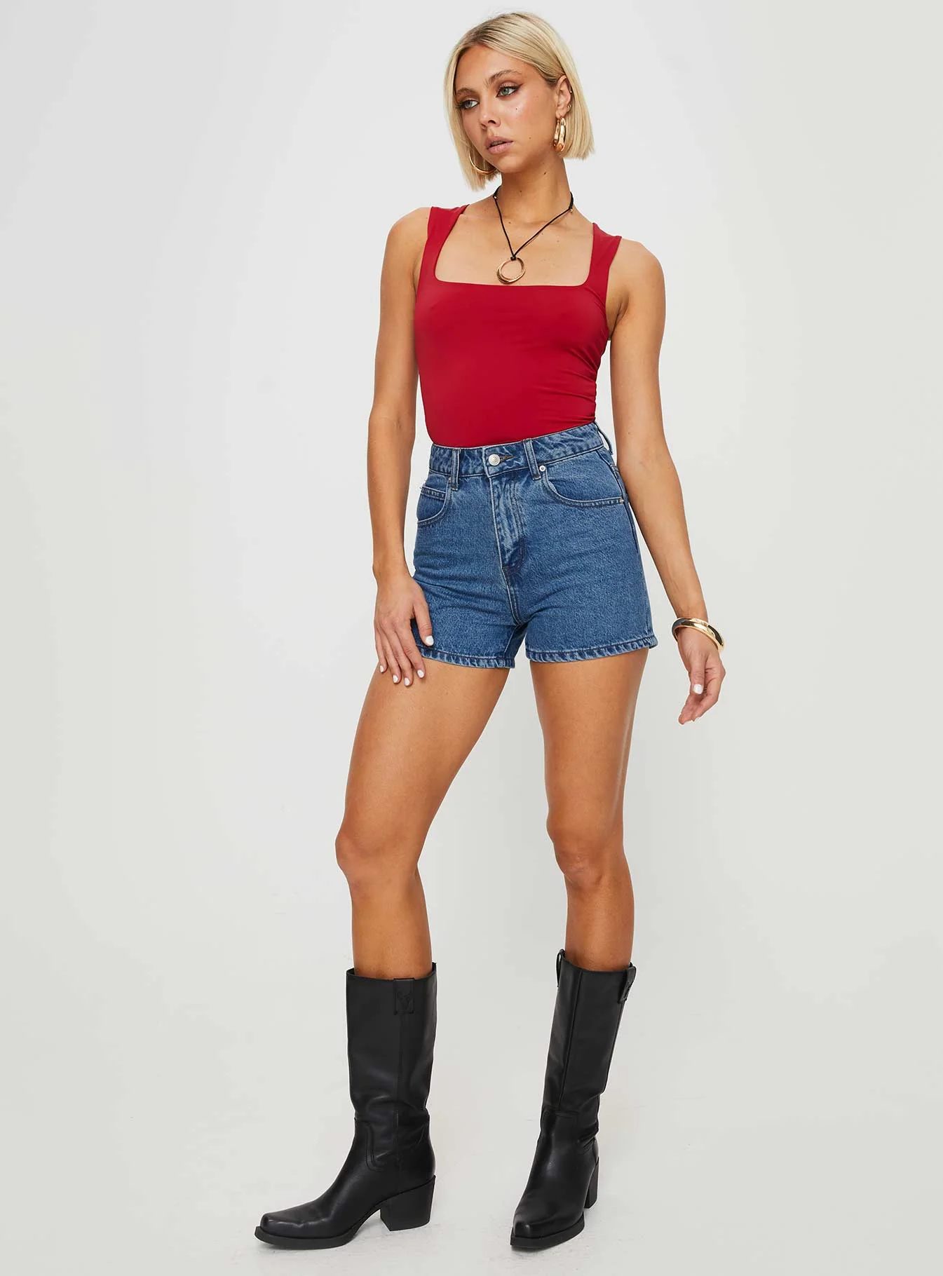 Tropicana Denim Shorts Mid Wash Petite - Image 3