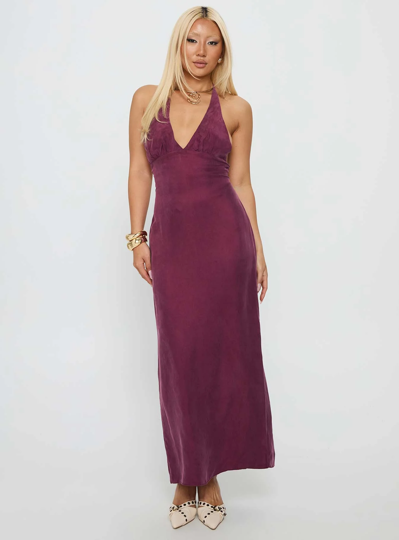 True Companion Halter Maxi Dress Berry - Image 2
