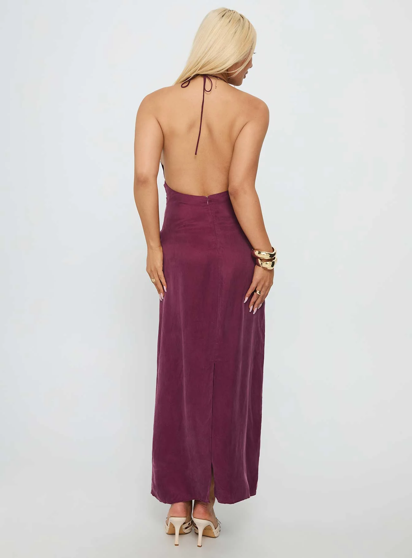 True Companion Halter Maxi Dress Berry - Image 5