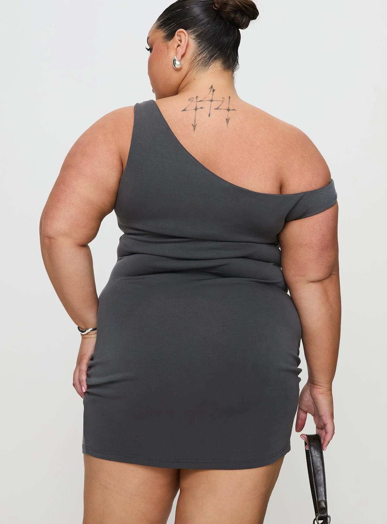 True Desires One Shoulder Mini Dress Grey - Image 13