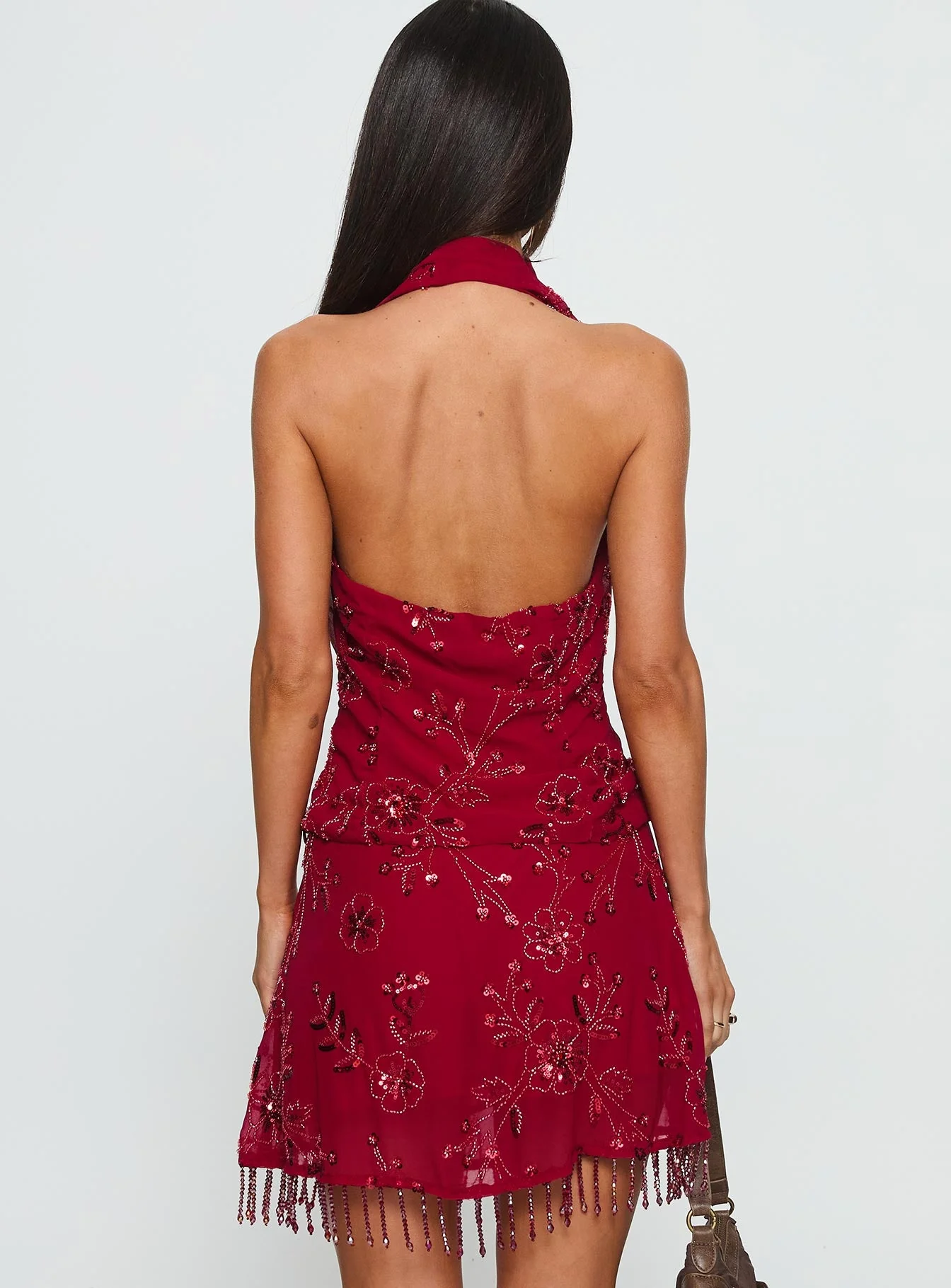 Twilight Zone Beaded Mini Skirt Red - Image 5