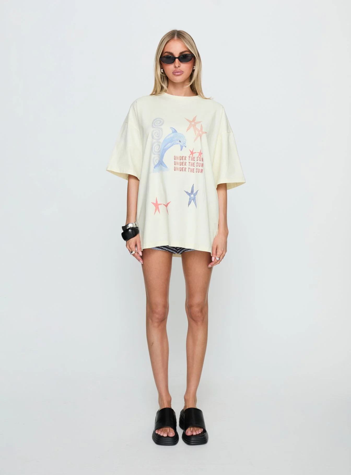 Under The Sun Oversized Graphic Tee Washed Cream - Image 7