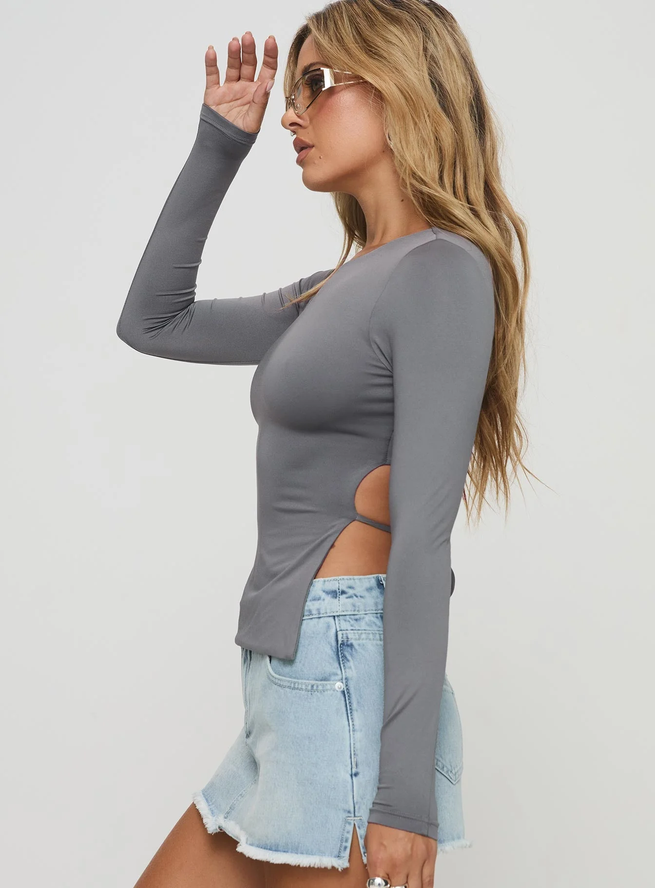 Uzo Long Sleeve Top Slate - Image 4
