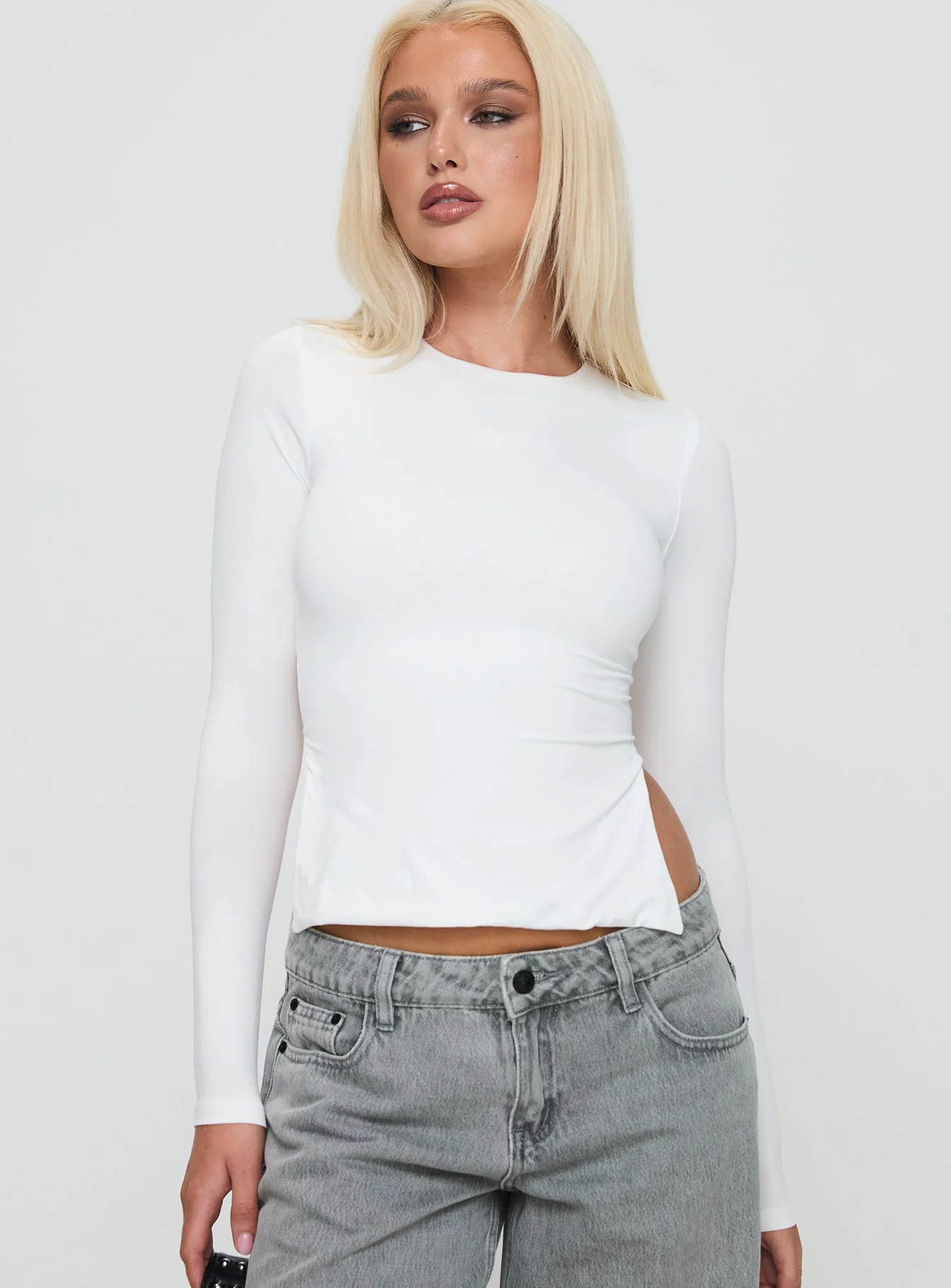 Uzo Long Sleeve Top White - Image 2