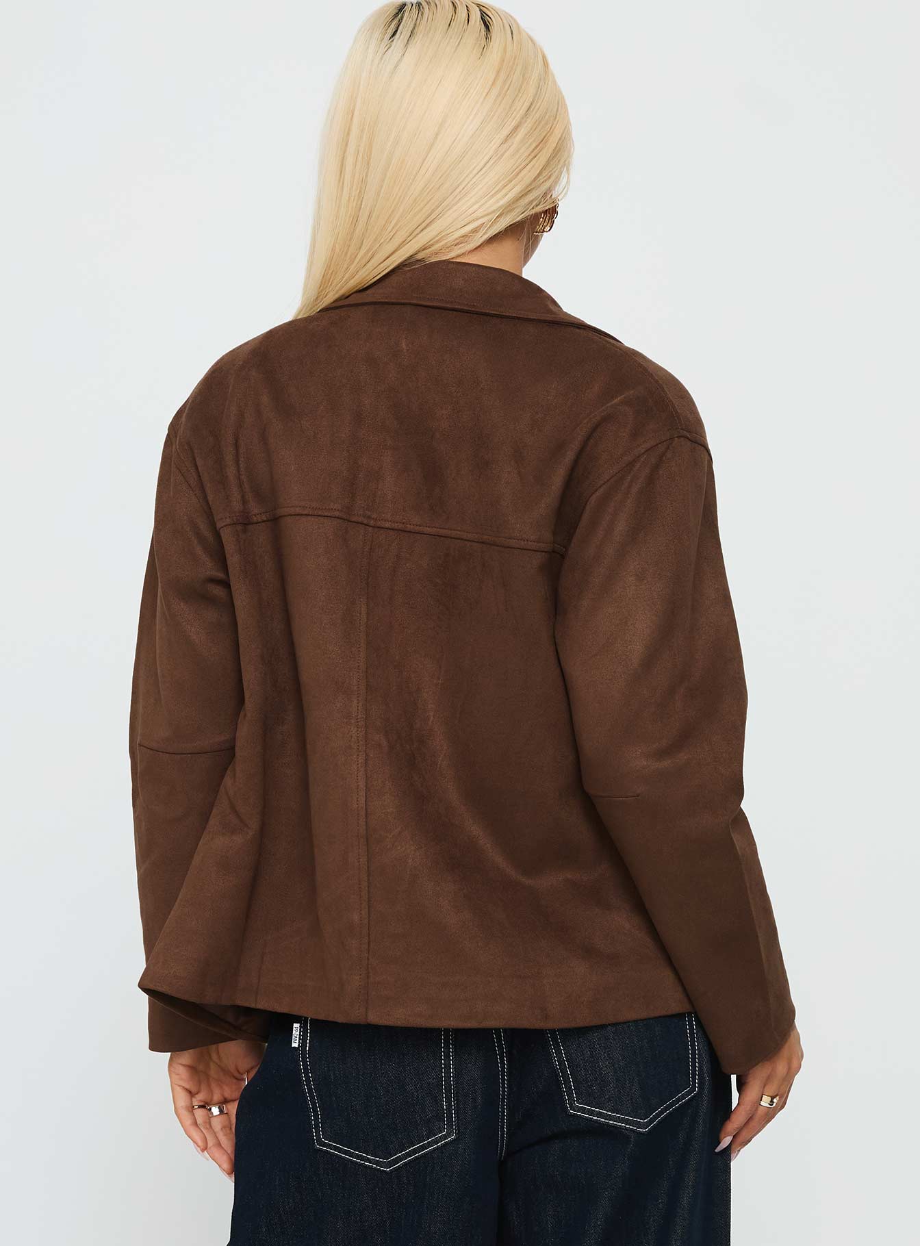 Vaela Faux Suede Jacket Brown - Image 4