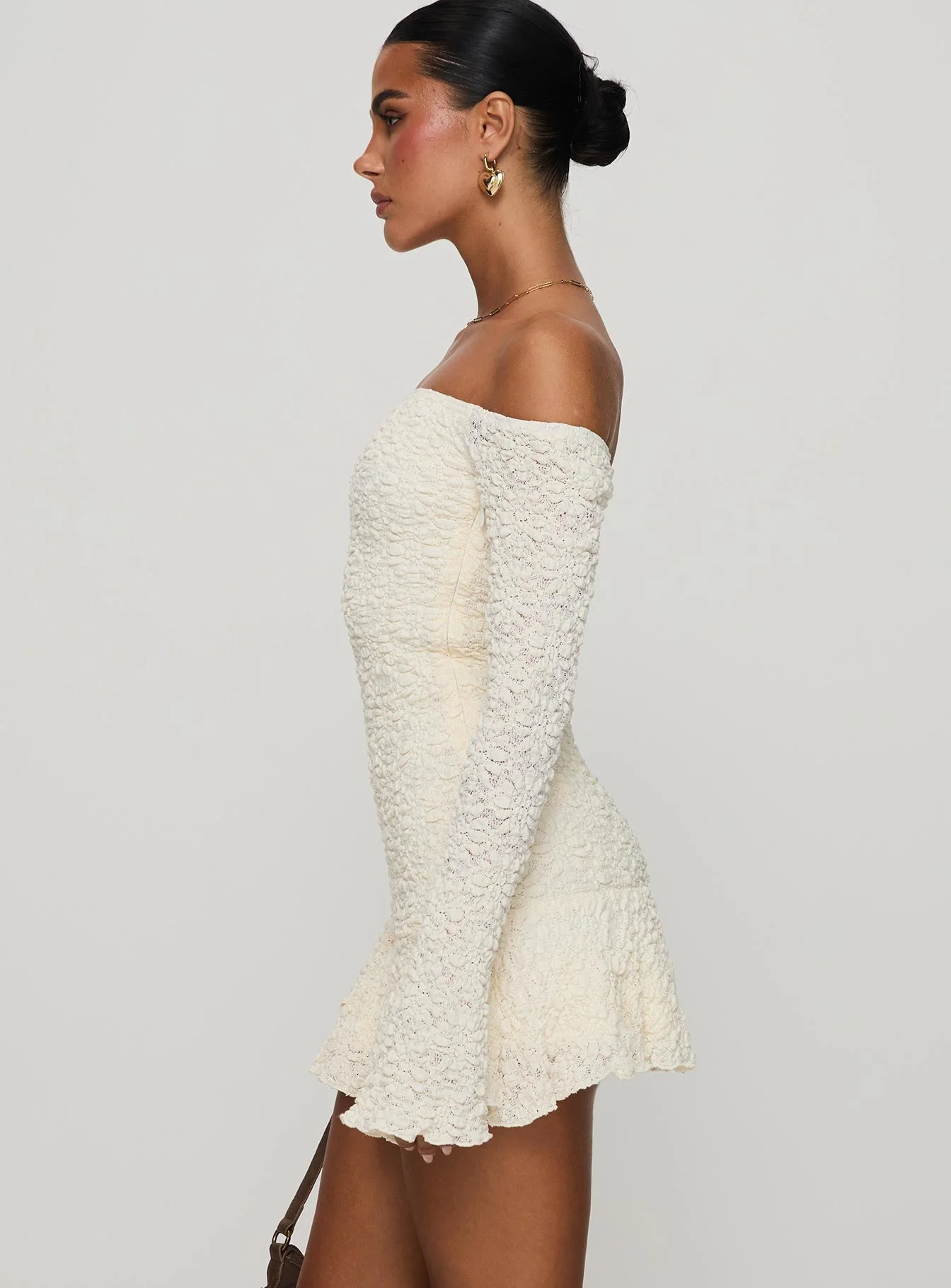 Vancesca Off Shoulder Long Sleeve Mini Dress Petite - Image 4