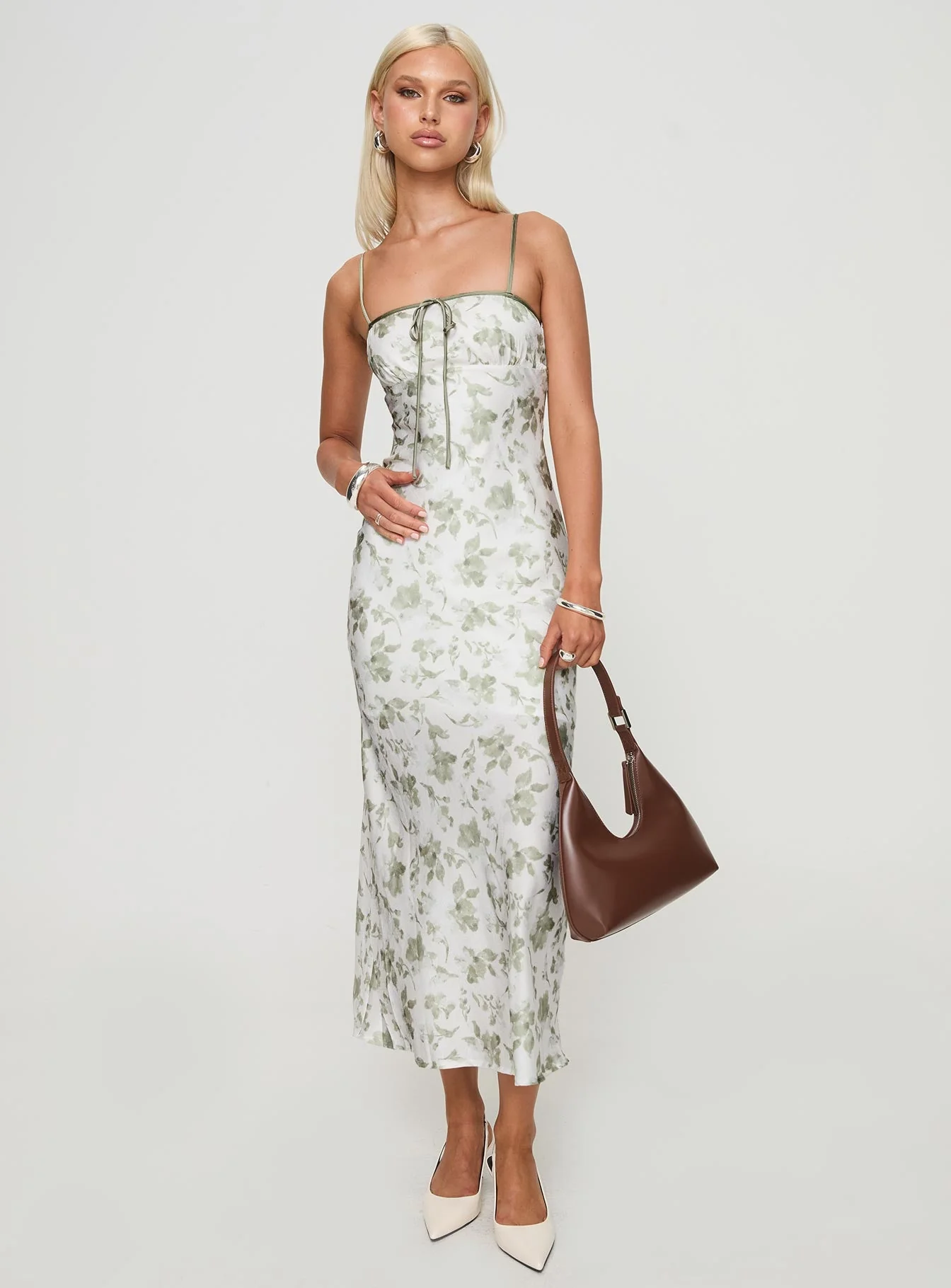 Vasiliki Maxi Dress White / Green Floral - Image 2