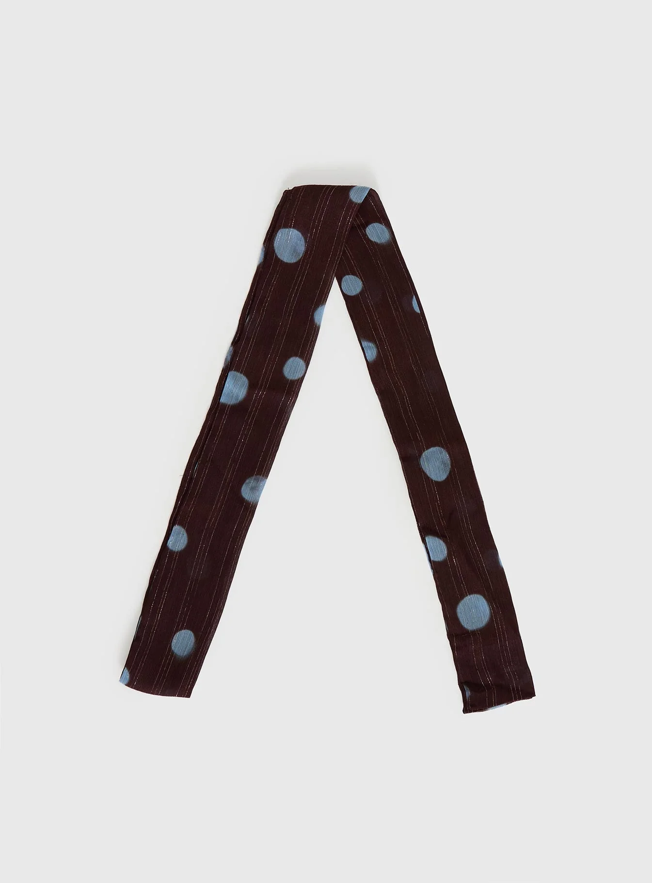 Velveta Skinny Scarf Brown / Blue Polka - Image 3