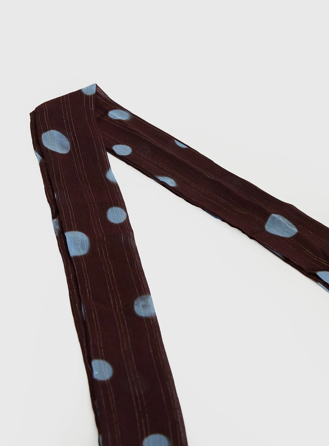 Velveta Skinny Scarf Brown / Blue Polka - Image 4