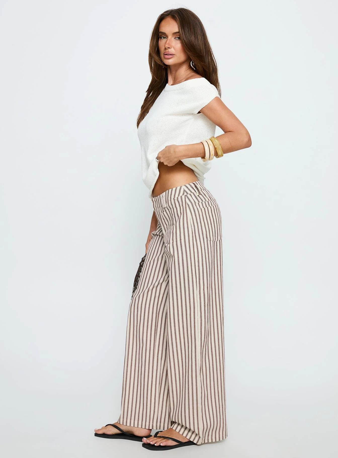 Vendi Low Rise Pant Brown Stripe - Image 4