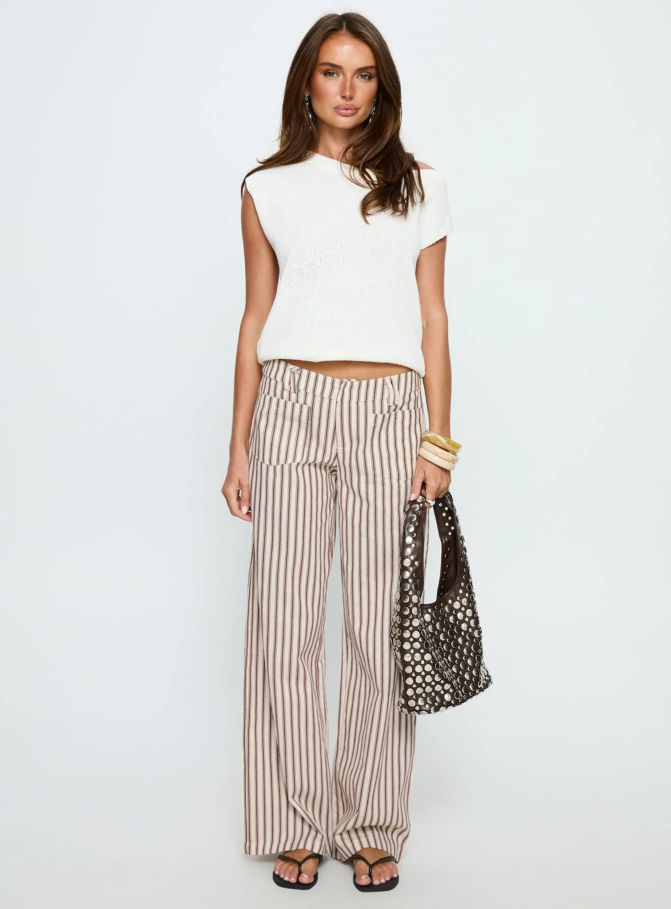 Vendi Low Rise Pant Brown Stripe - Image 7