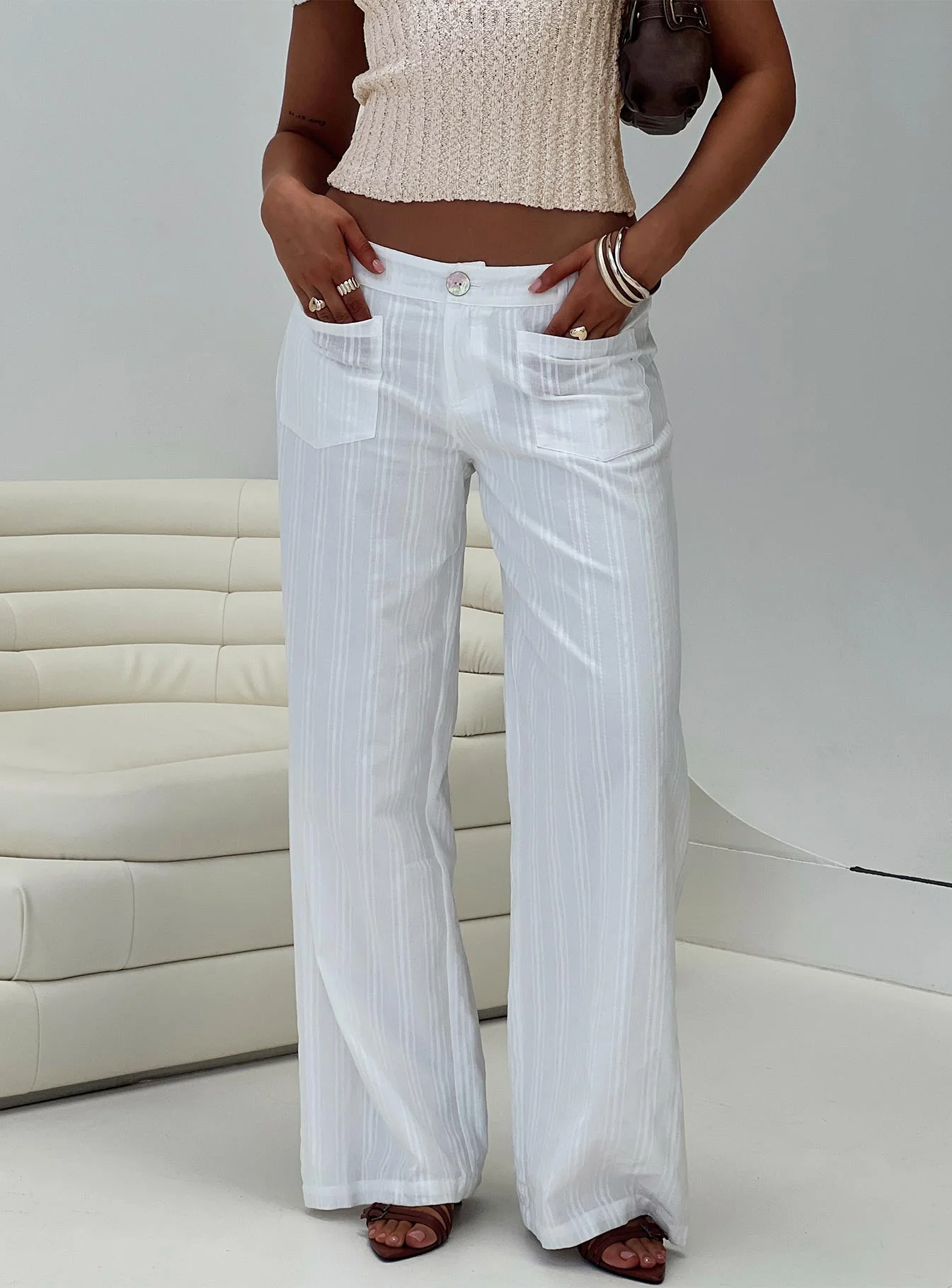 Vendi Low Rise Pant White Petite - Image 8