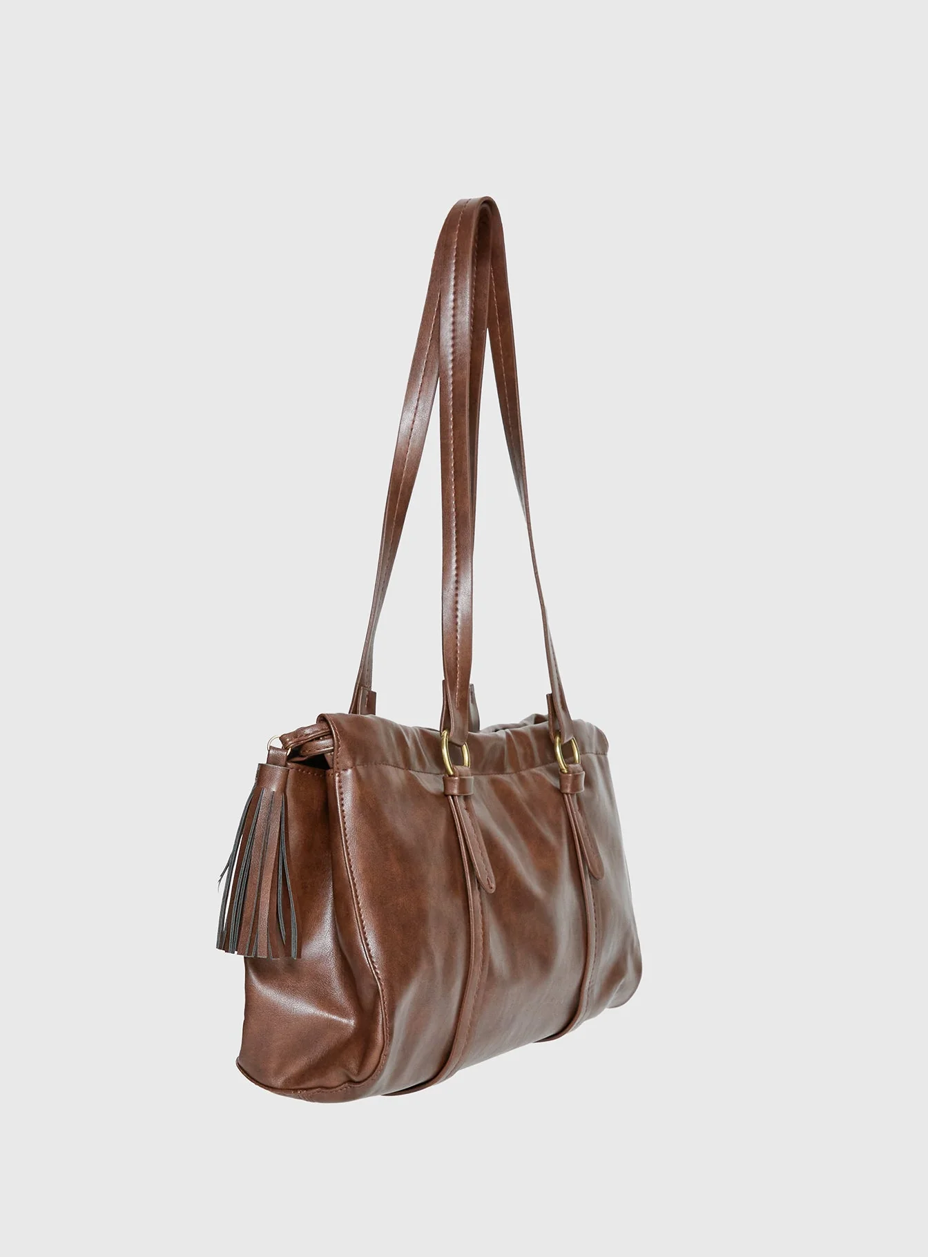 Veneza Ruched Shoulder Bag Brown - Image 3