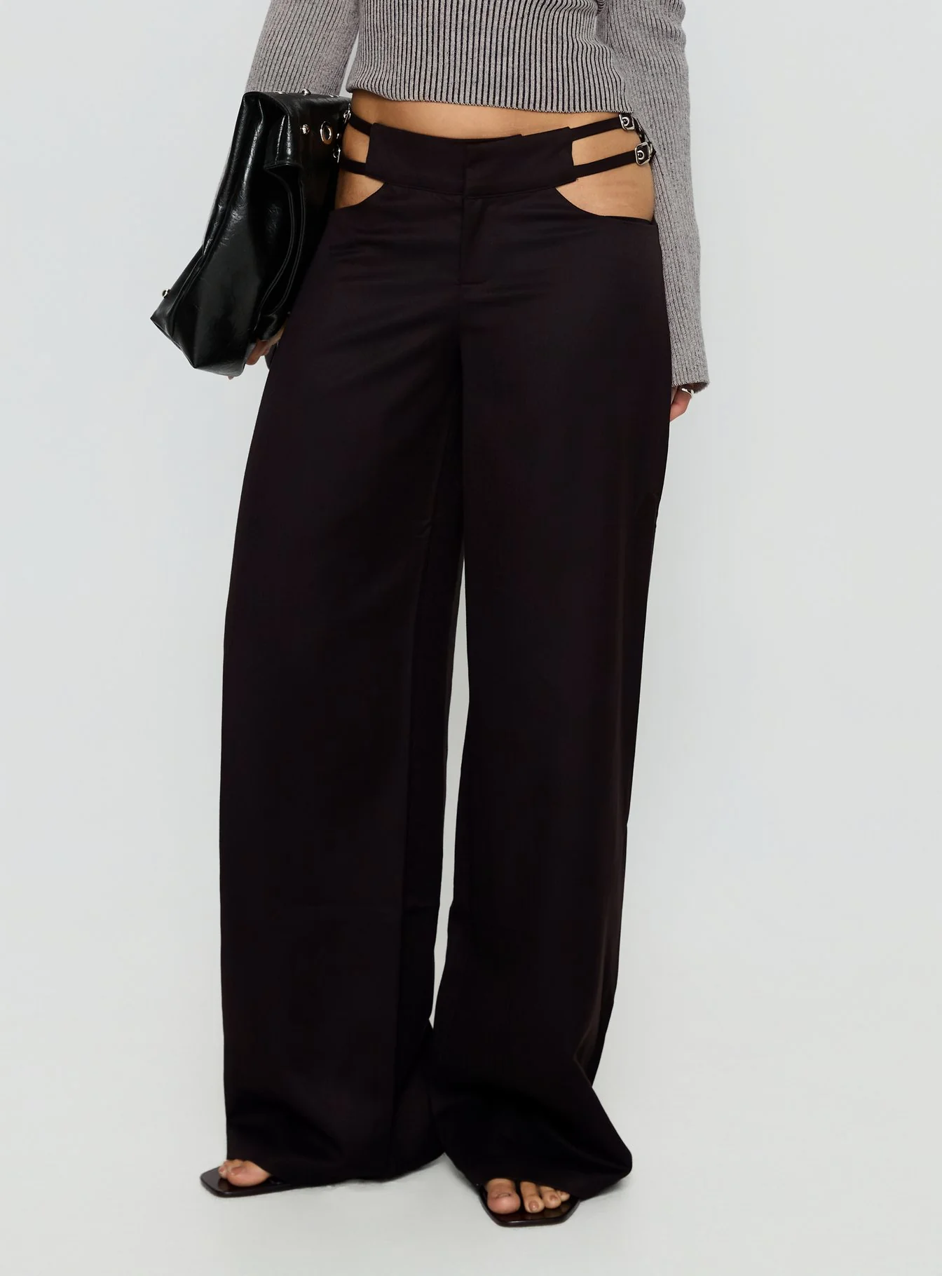 Venicia Belt Detail Suiting Pant Black Pinstripe - Image 2