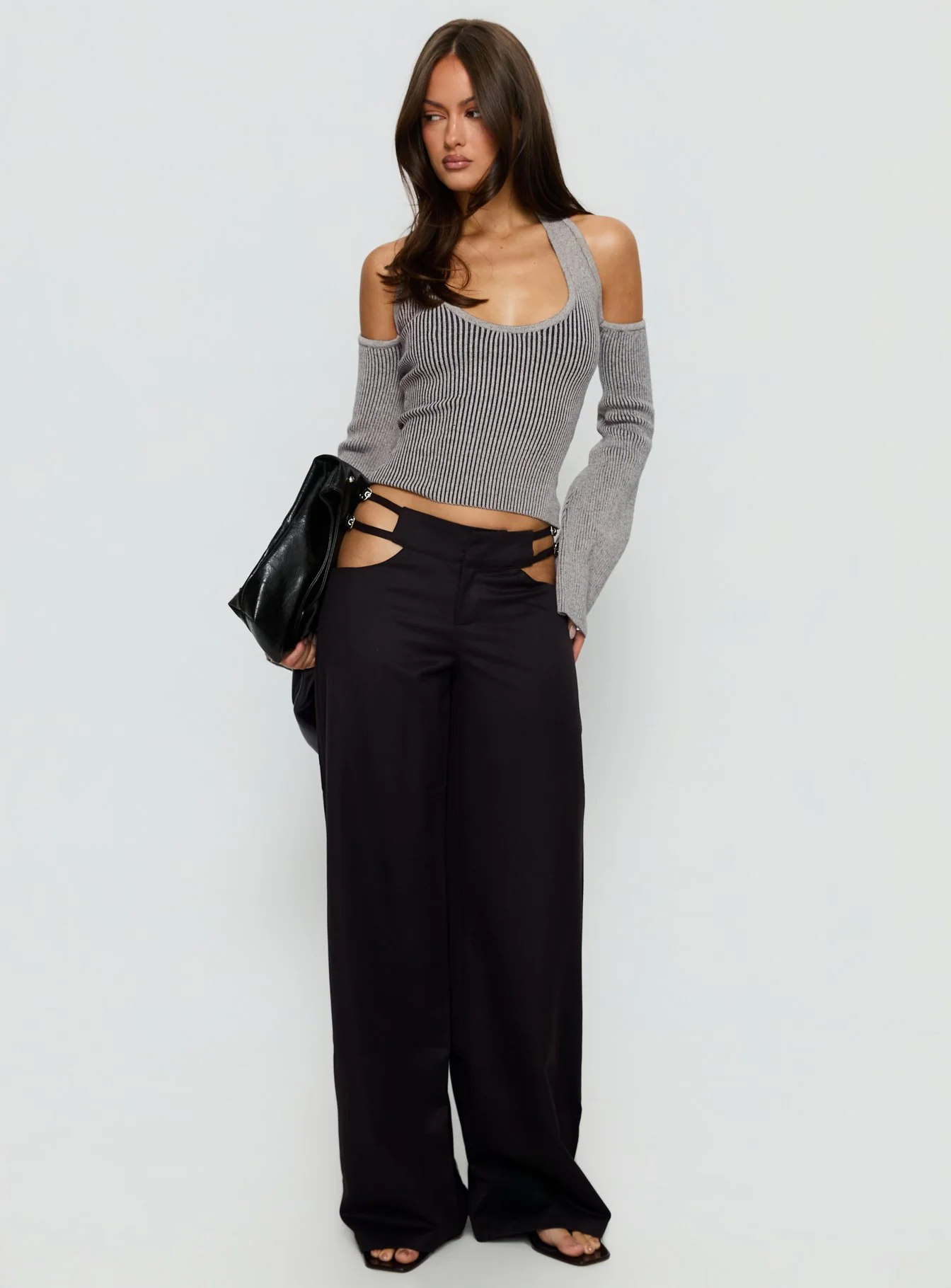 Venicia Belt Detail Suiting Pant Black Pinstripe - Image 3