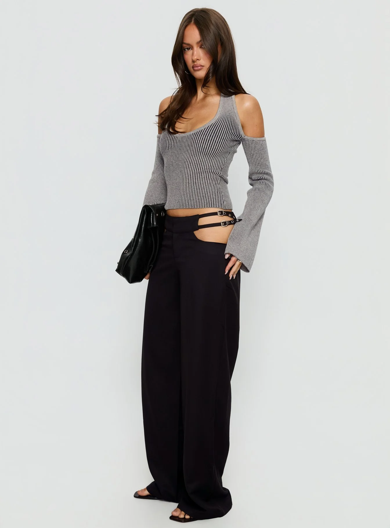 Venicia Belt Detail Suiting Pant Black Pinstripe - Image 4