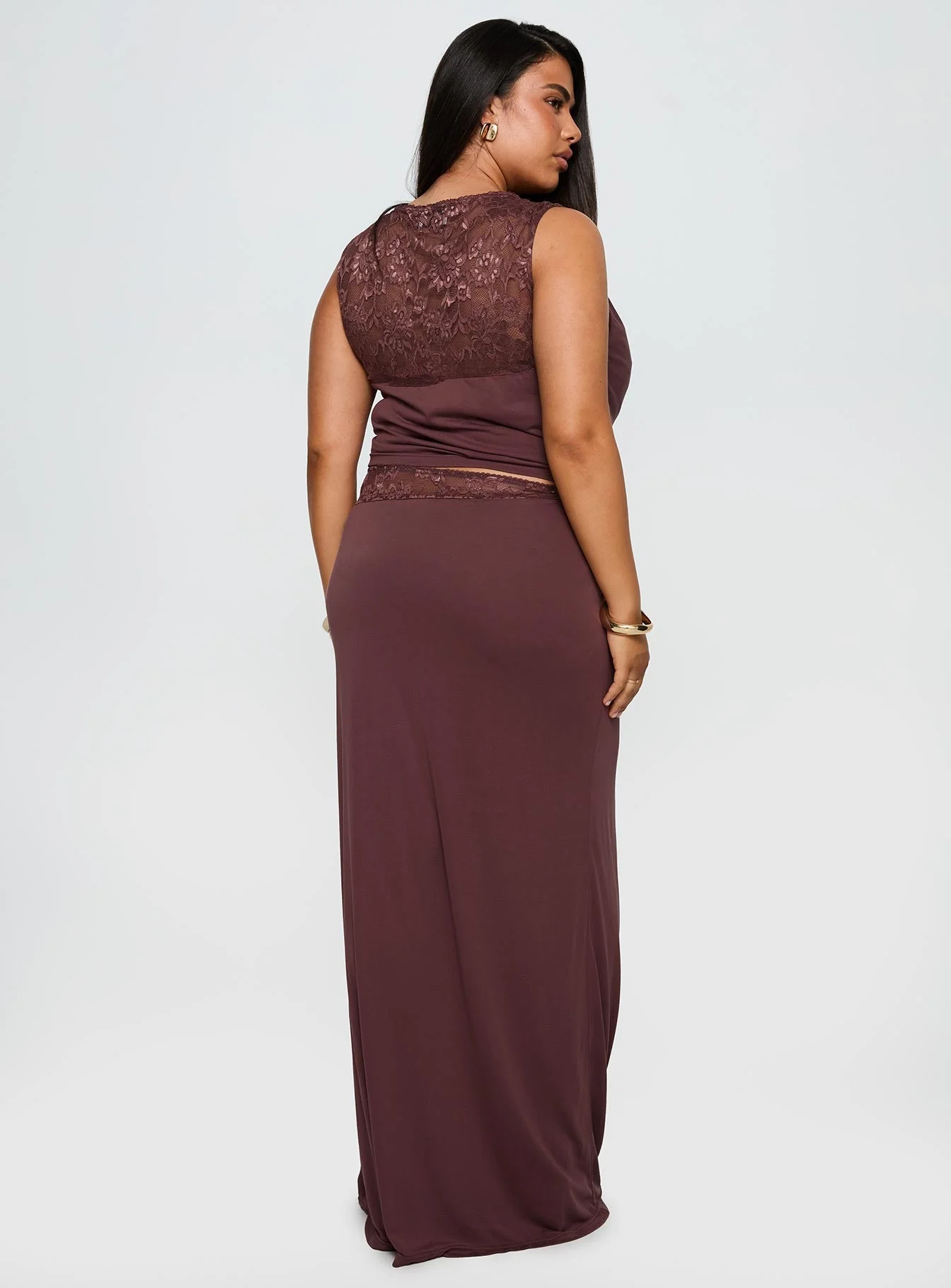 Vesperine Lace Maxi Dress Cocoa Brown Curve - Image 5