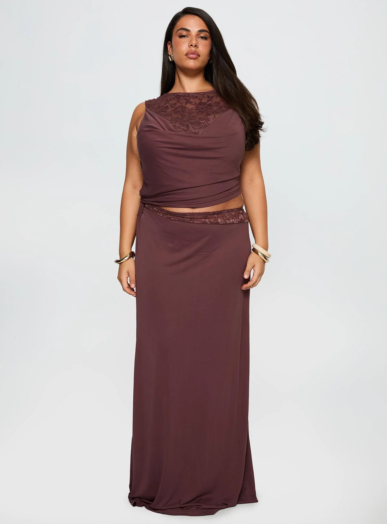 Vesperine Lace Maxi Dress Cocoa Brown Curve - Image 7