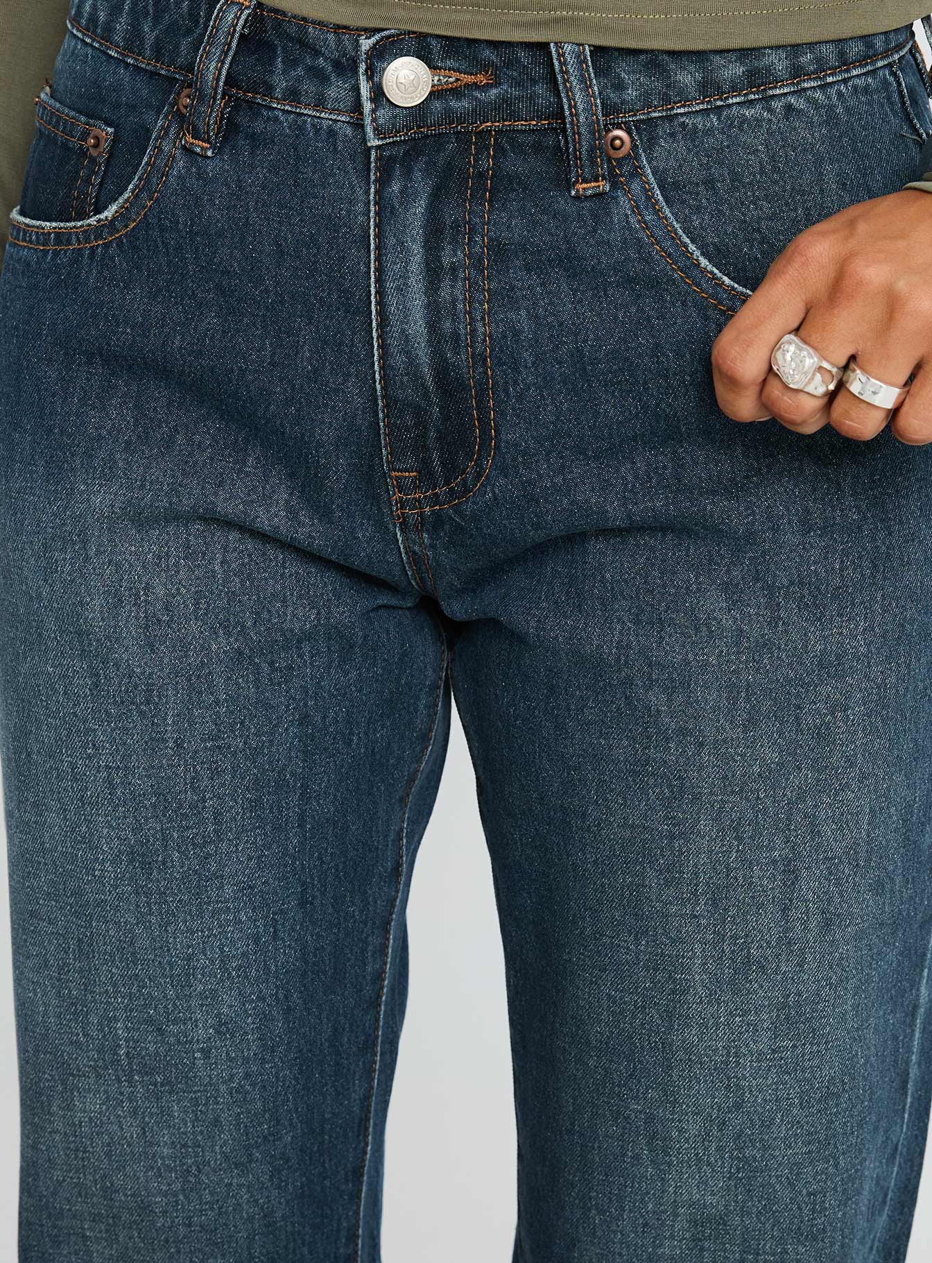 Vesperis Mid Rise Slim Leg Jeans Dark Blue Wash - Image 5
