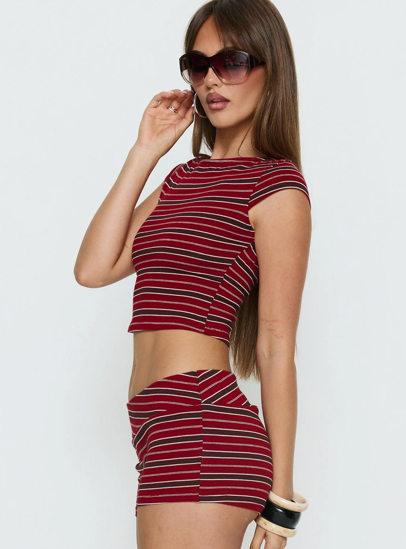 Veyona Cap Sleeve Top Red Stripe - Image 4