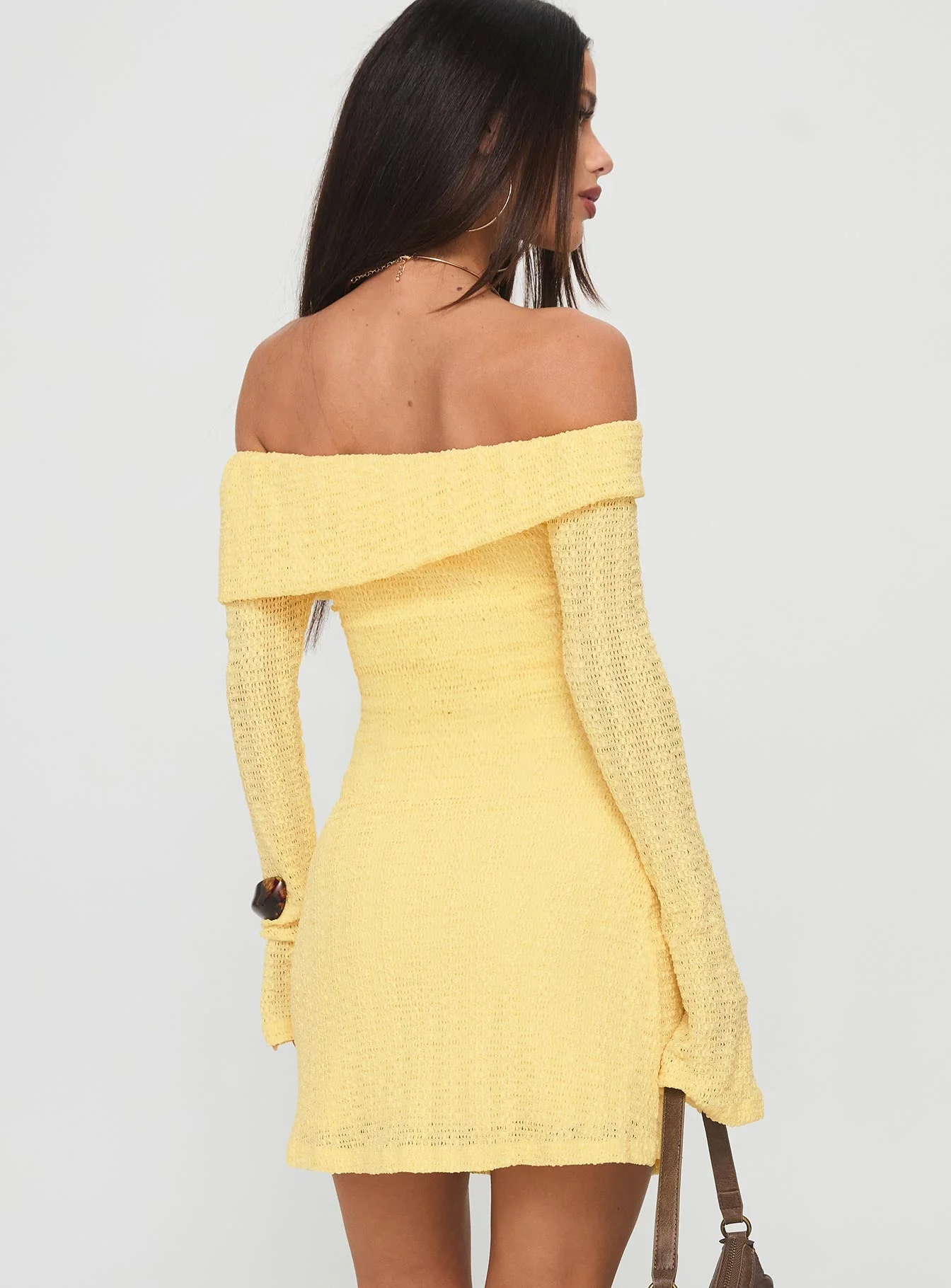 Vierra Long Sleeve Mini Dress Lemon - Image 4