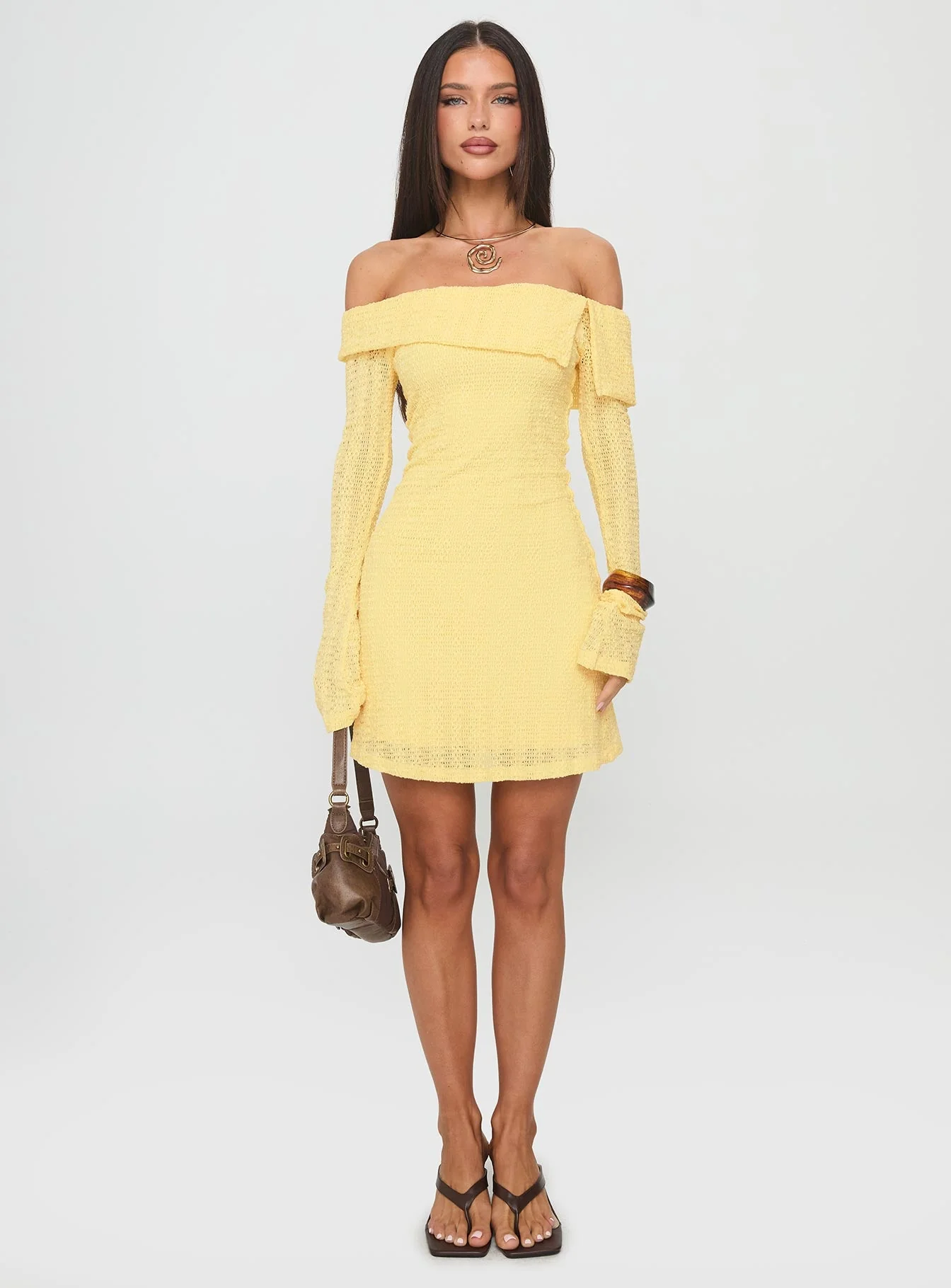 Vierra Long Sleeve Mini Dress Lemon - Image 6