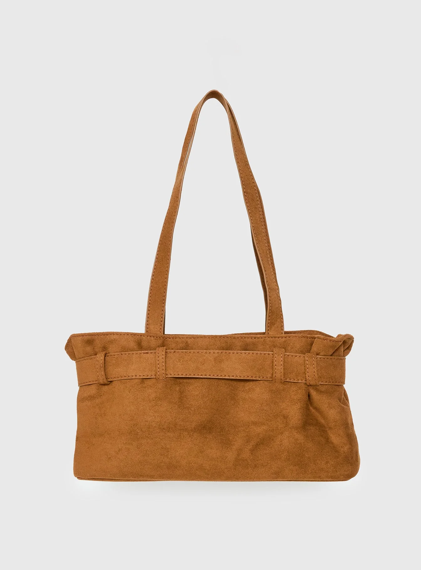 Views Of Capri Faux Suede Buckle Shoulder Bag Brown - Image 4