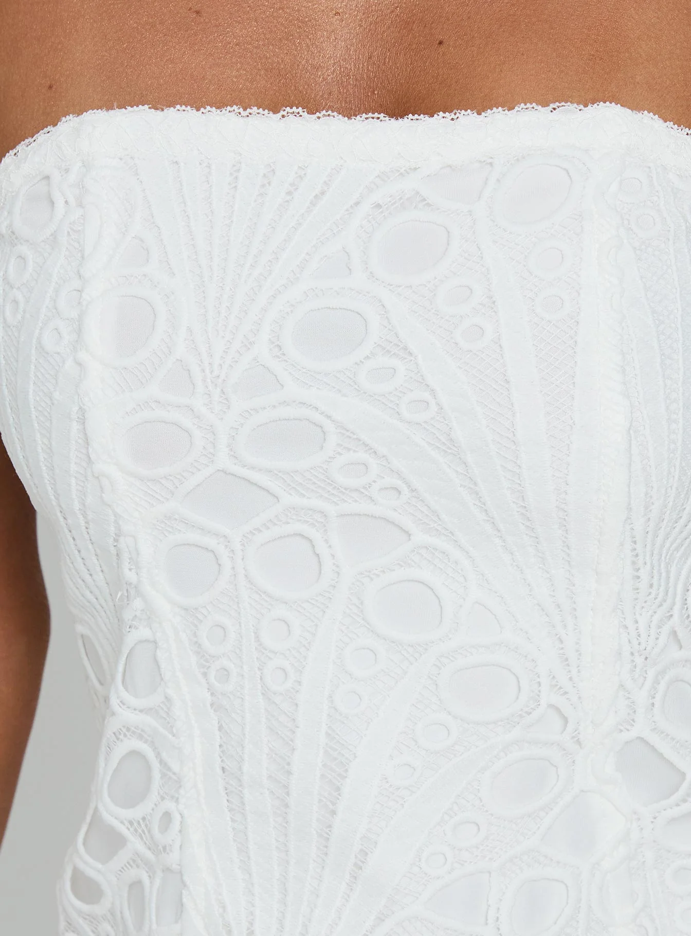 Day Glow Textured Strapless Top White - Image 6