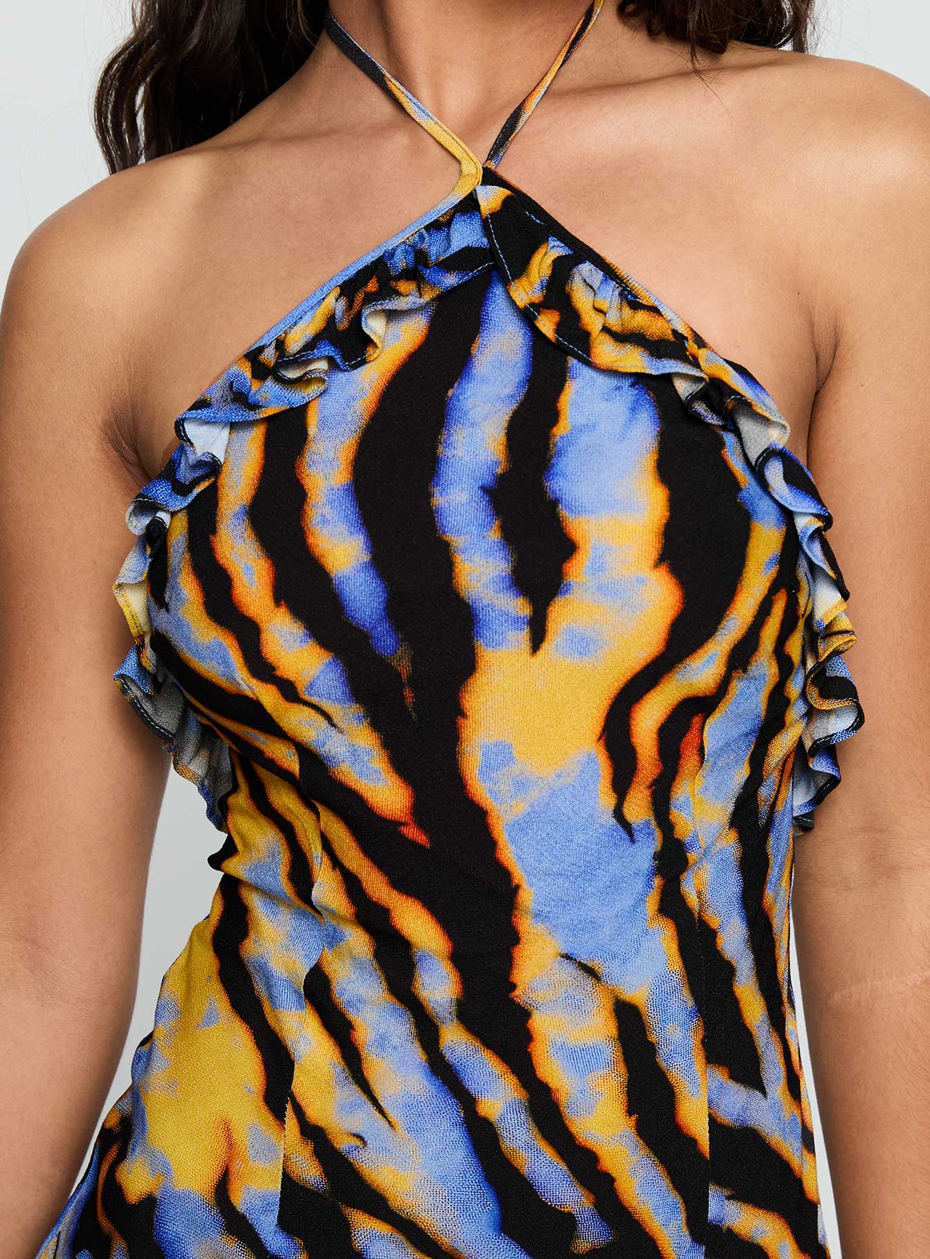 Virginia Beach Backless Maxi Dress Blue Zebra - Image 6